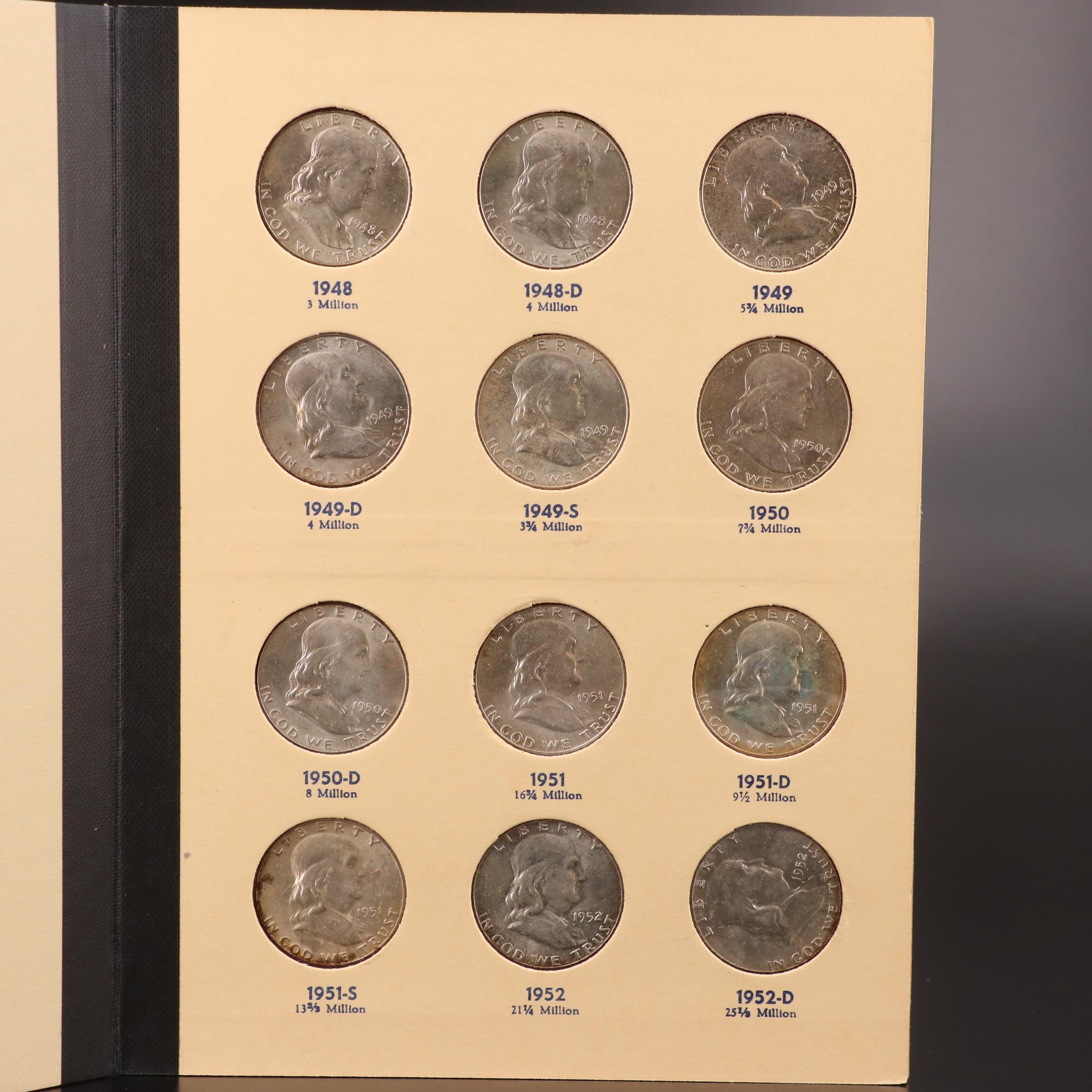 Complete Collection of Thirty-five Franklin Silver Half Dollars