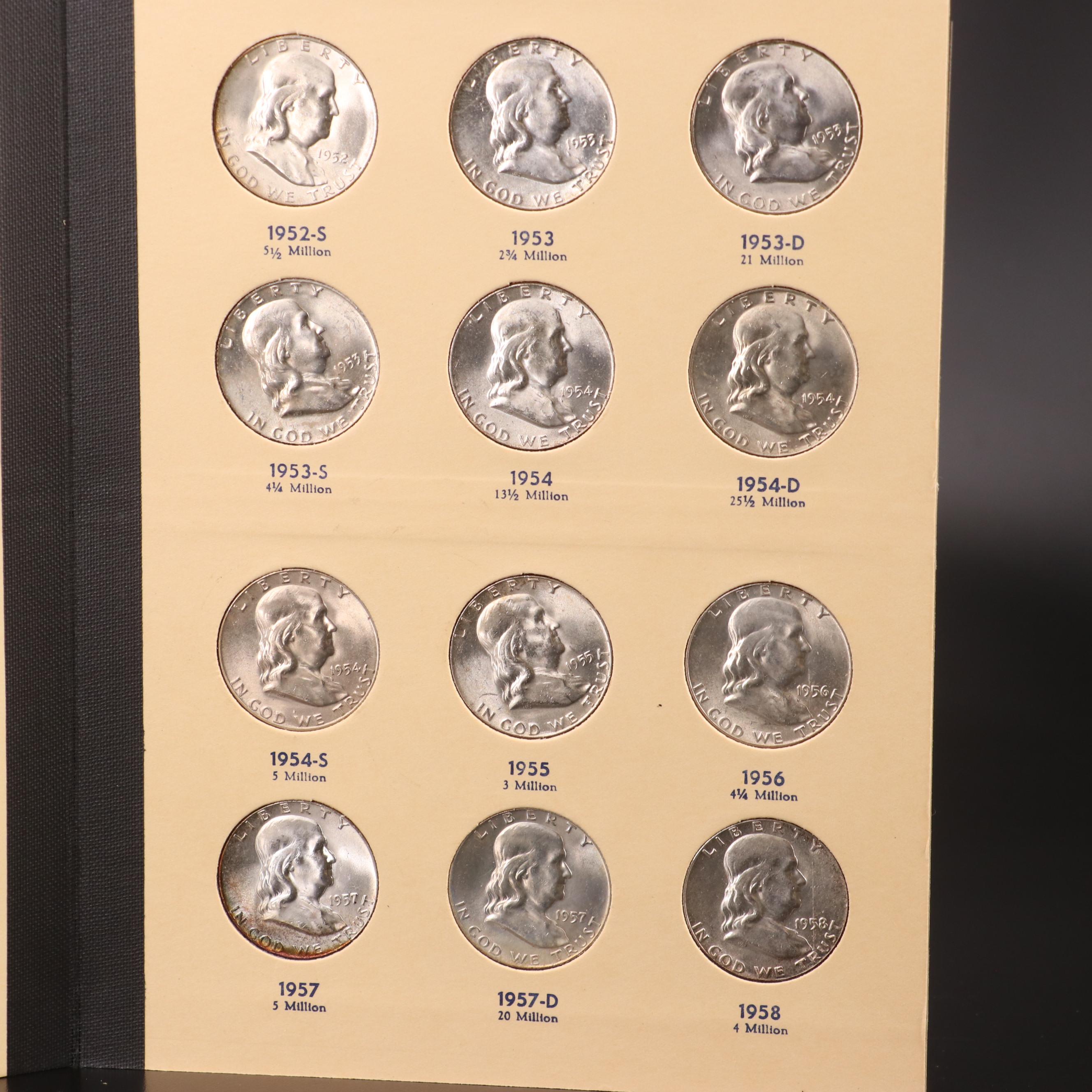Complete Collection of Thirty-five Franklin Silver Half Dollars