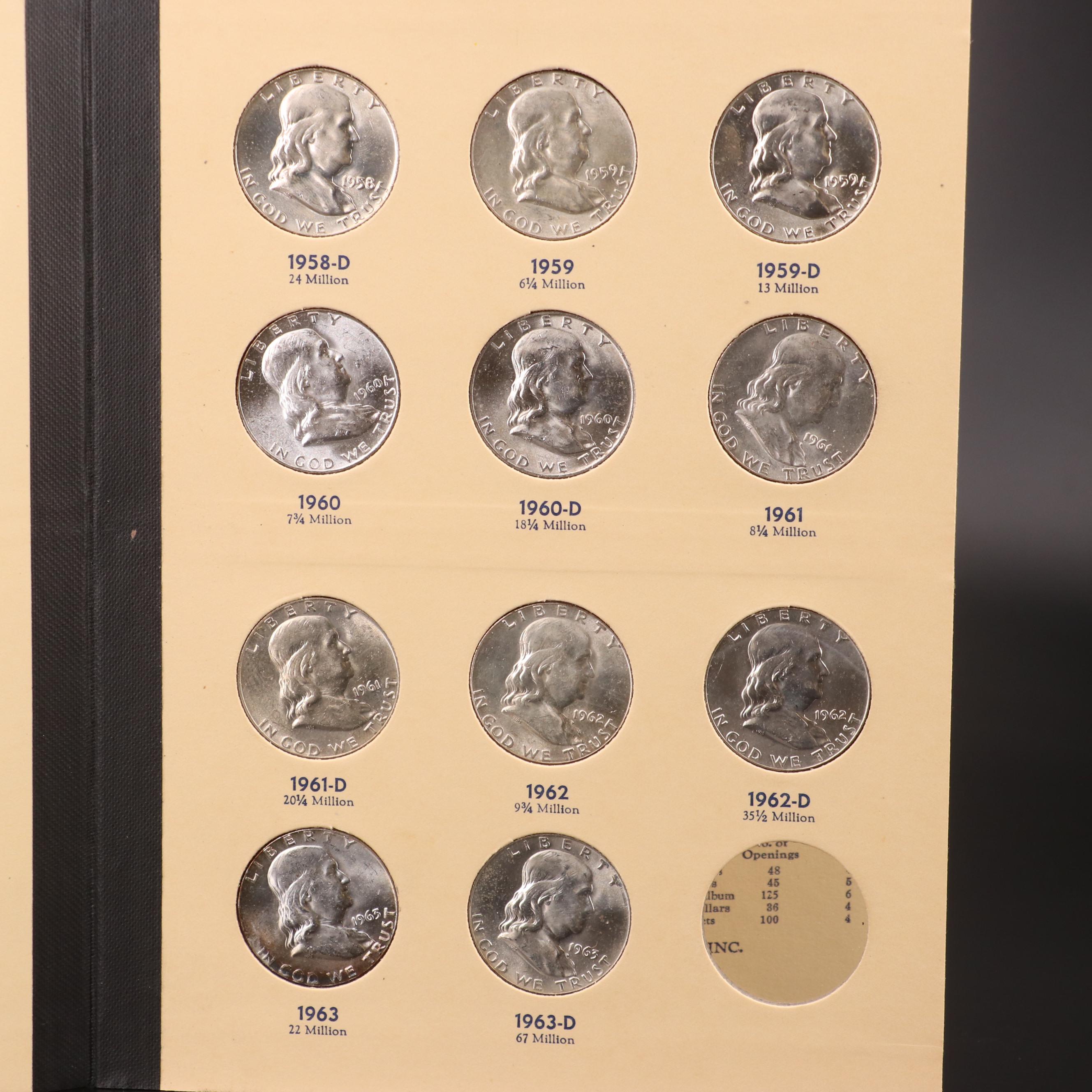 Complete Collection of Thirty-five Franklin Silver Half Dollars