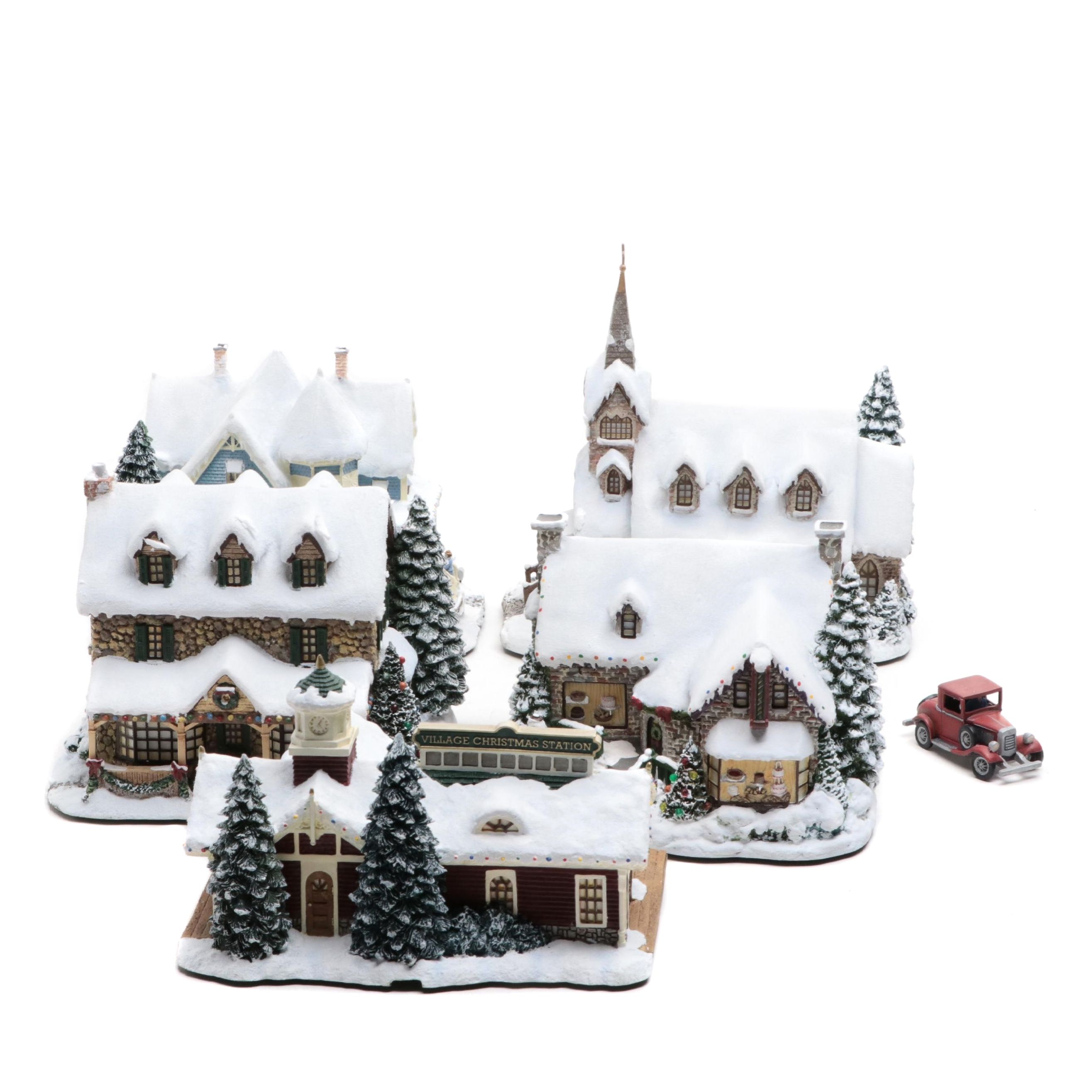 Thomas Kinkade's Village Christmas Collection Illuminated Houses