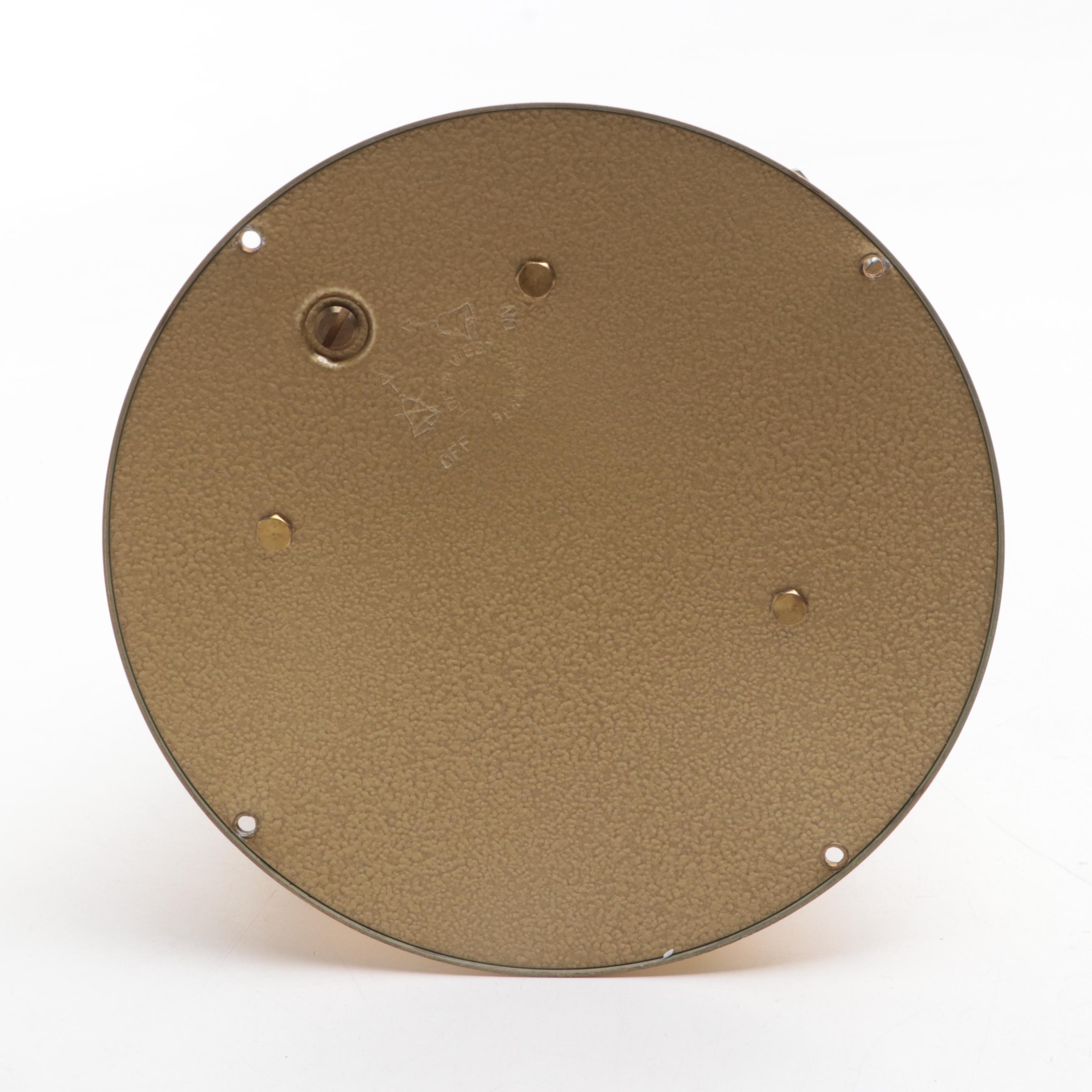 Bulova Ship's Bell Brass Nautical Clock with Art Glass Racing Yacht Figurine