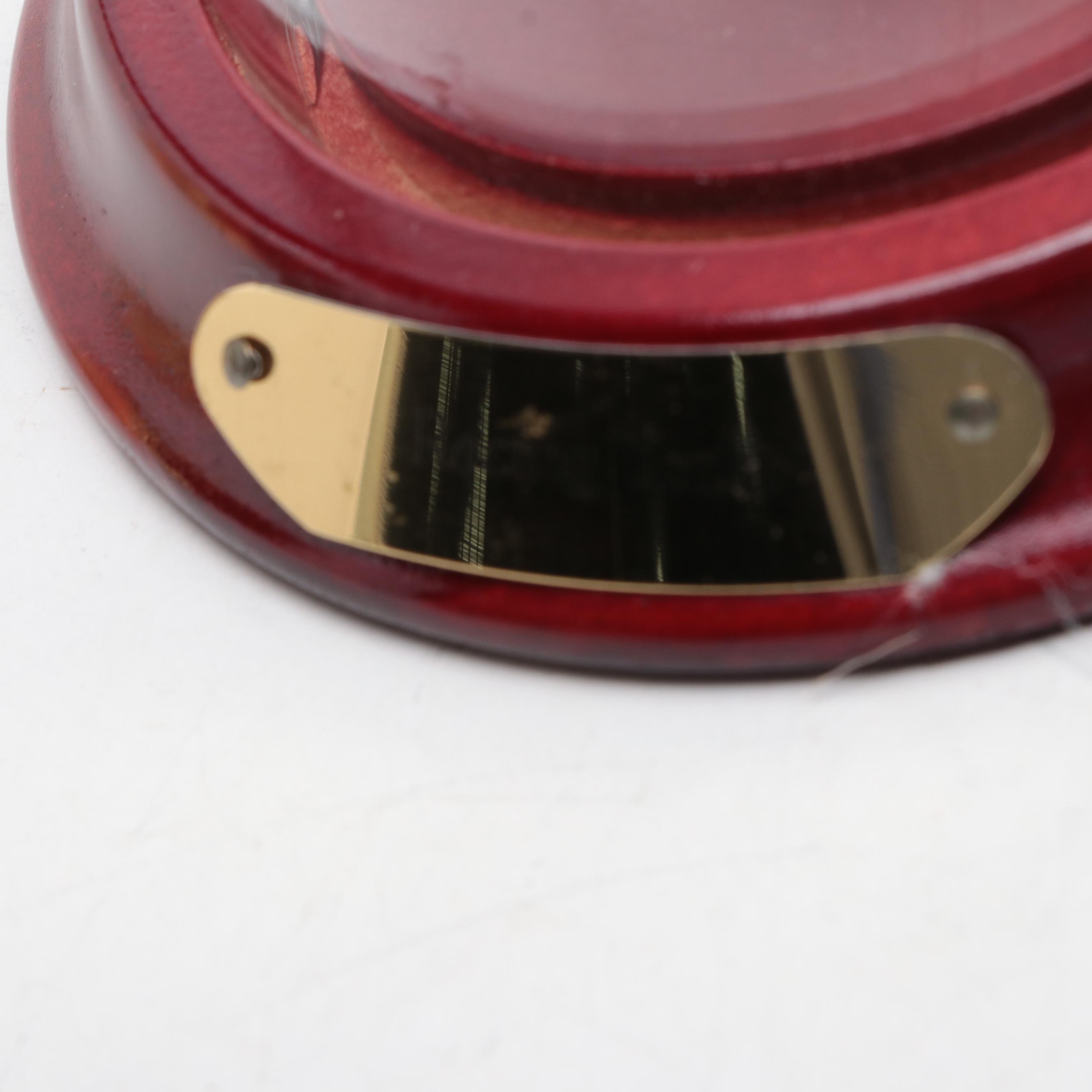 Bulova Ship's Bell Brass Nautical Clock with Art Glass Racing Yacht Figurine