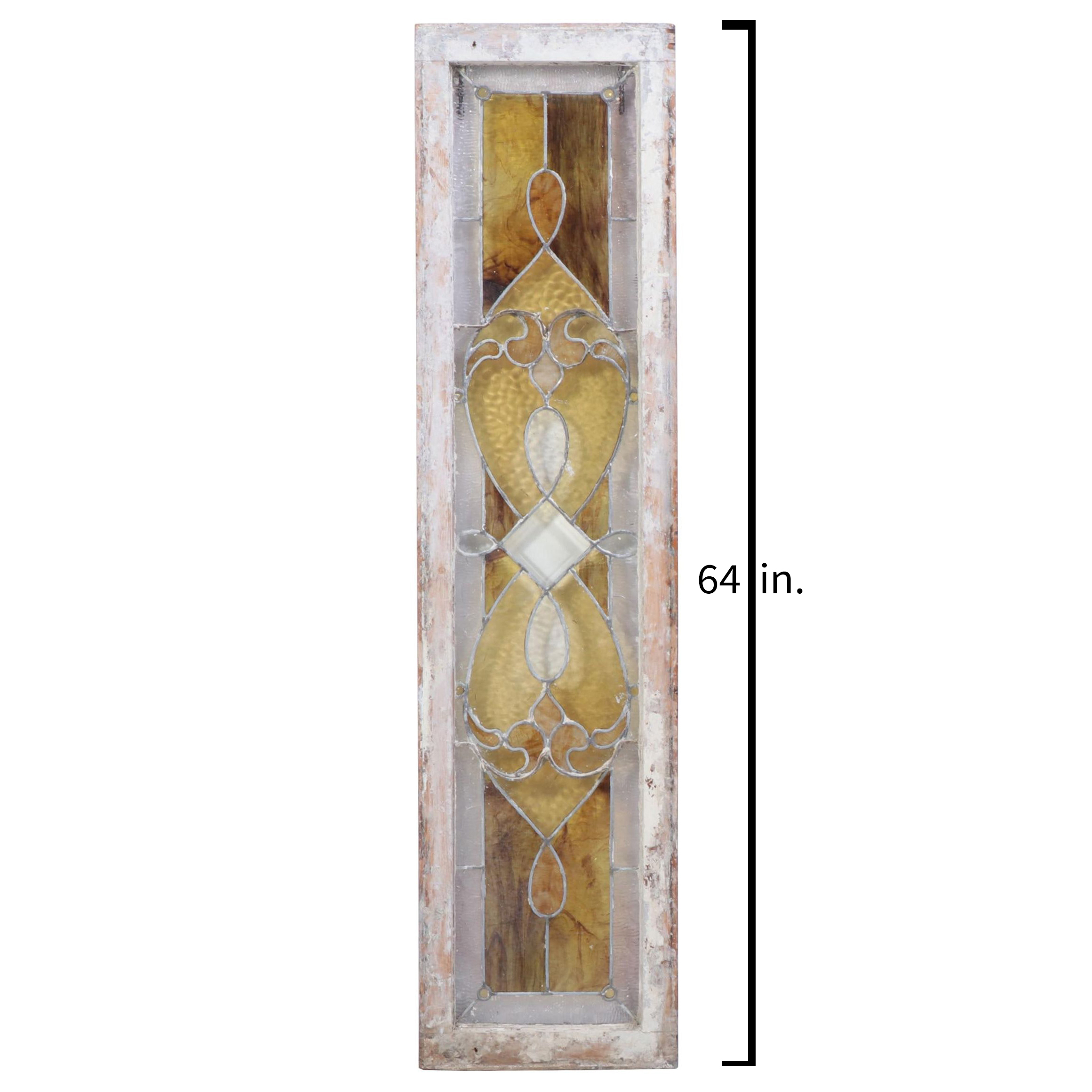 Amber and Clear Stained Glass Window Panel