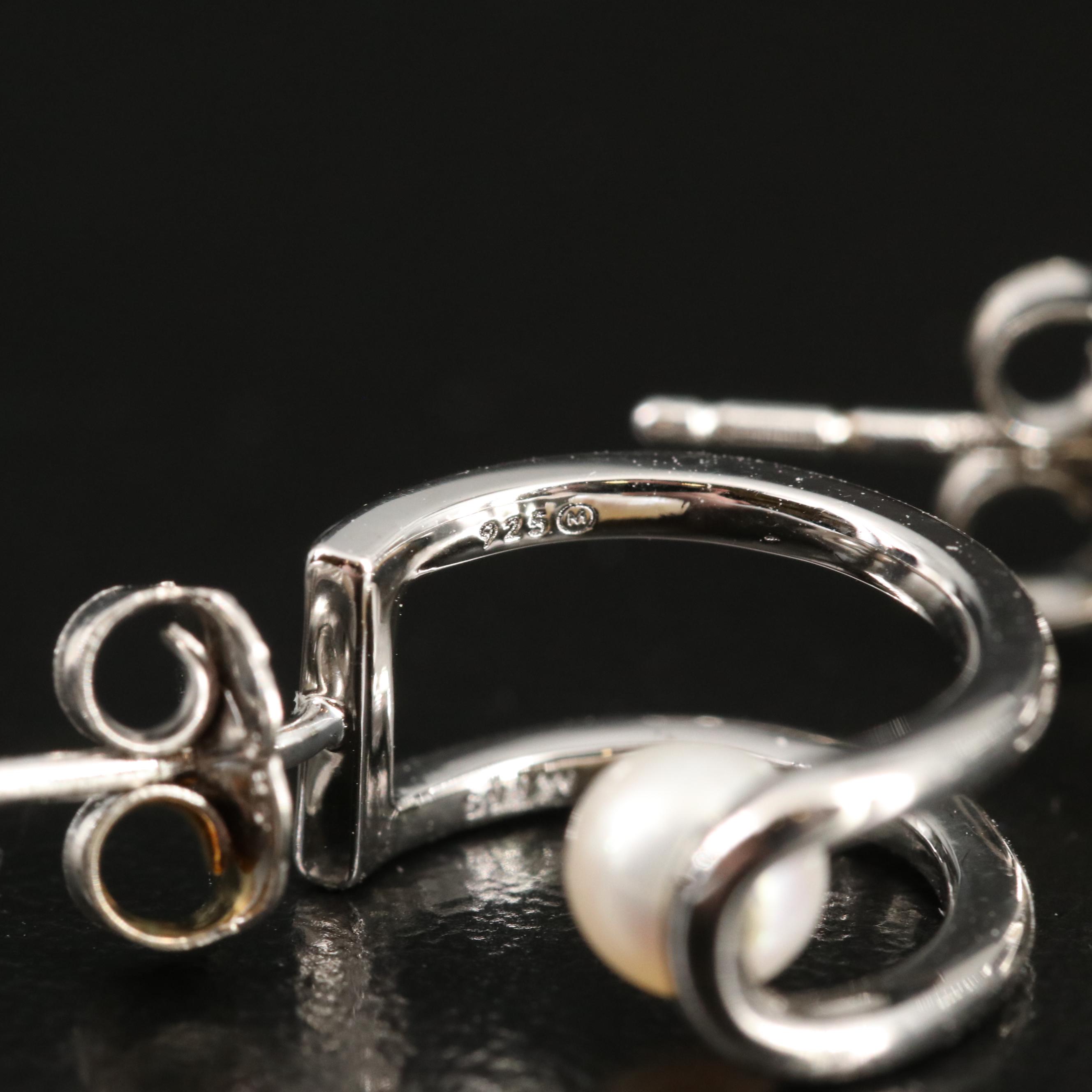 Sterling Pearl Hoop Earrings