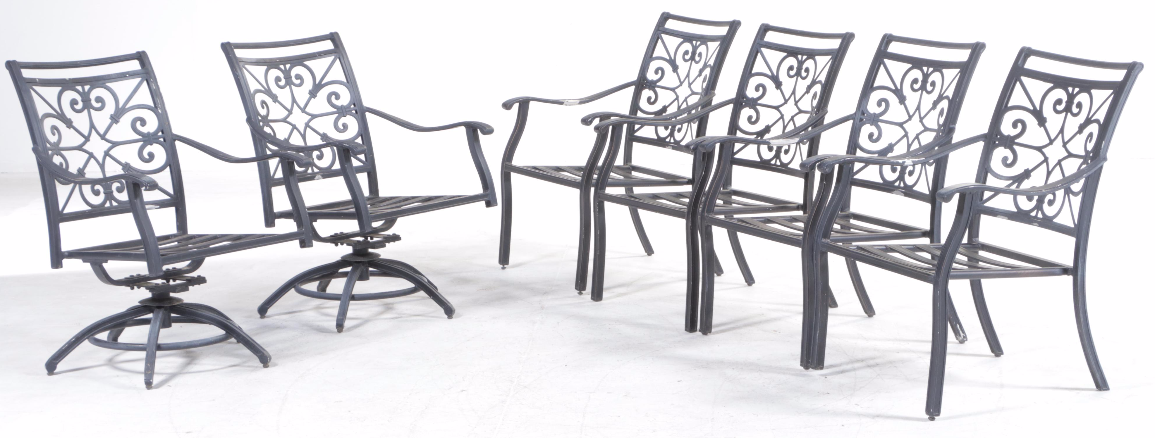 Cast Aluminum PAtio Dining Table With Six Chairs