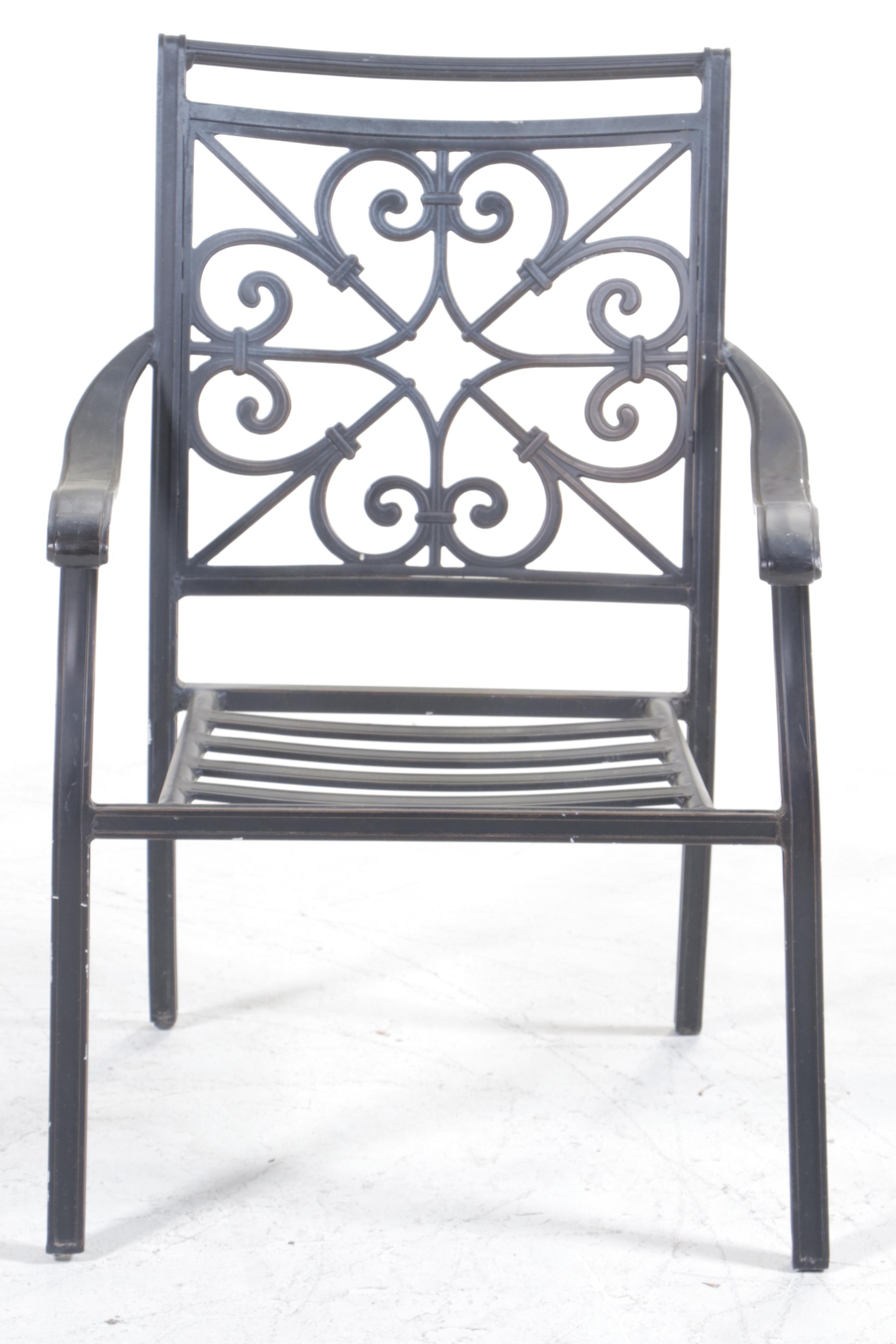 Cast Aluminum PAtio Dining Table With Six Chairs