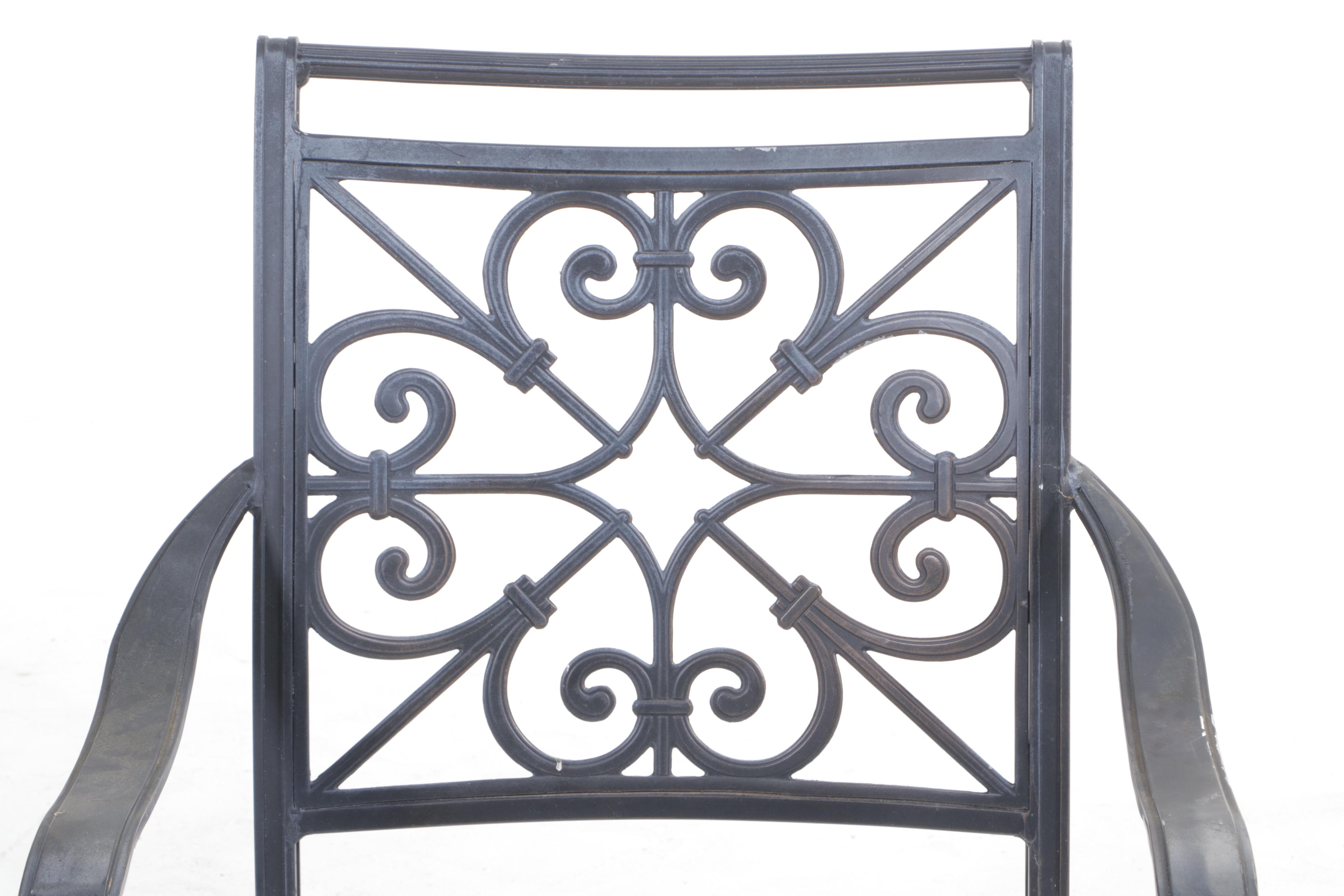 Cast Aluminum PAtio Dining Table With Six Chairs