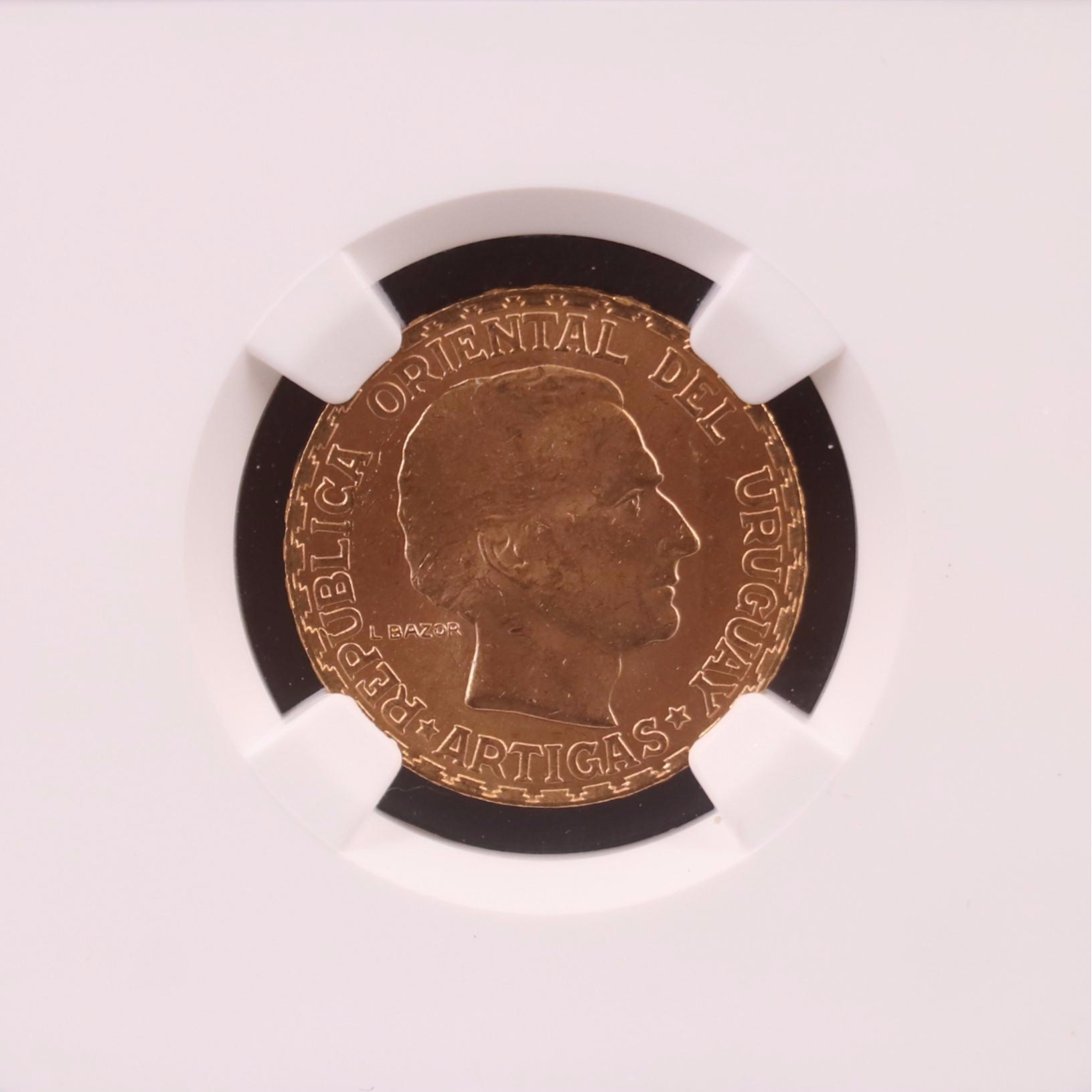 NGC MS62 1930 Uruguay Gold Five Peso Coin