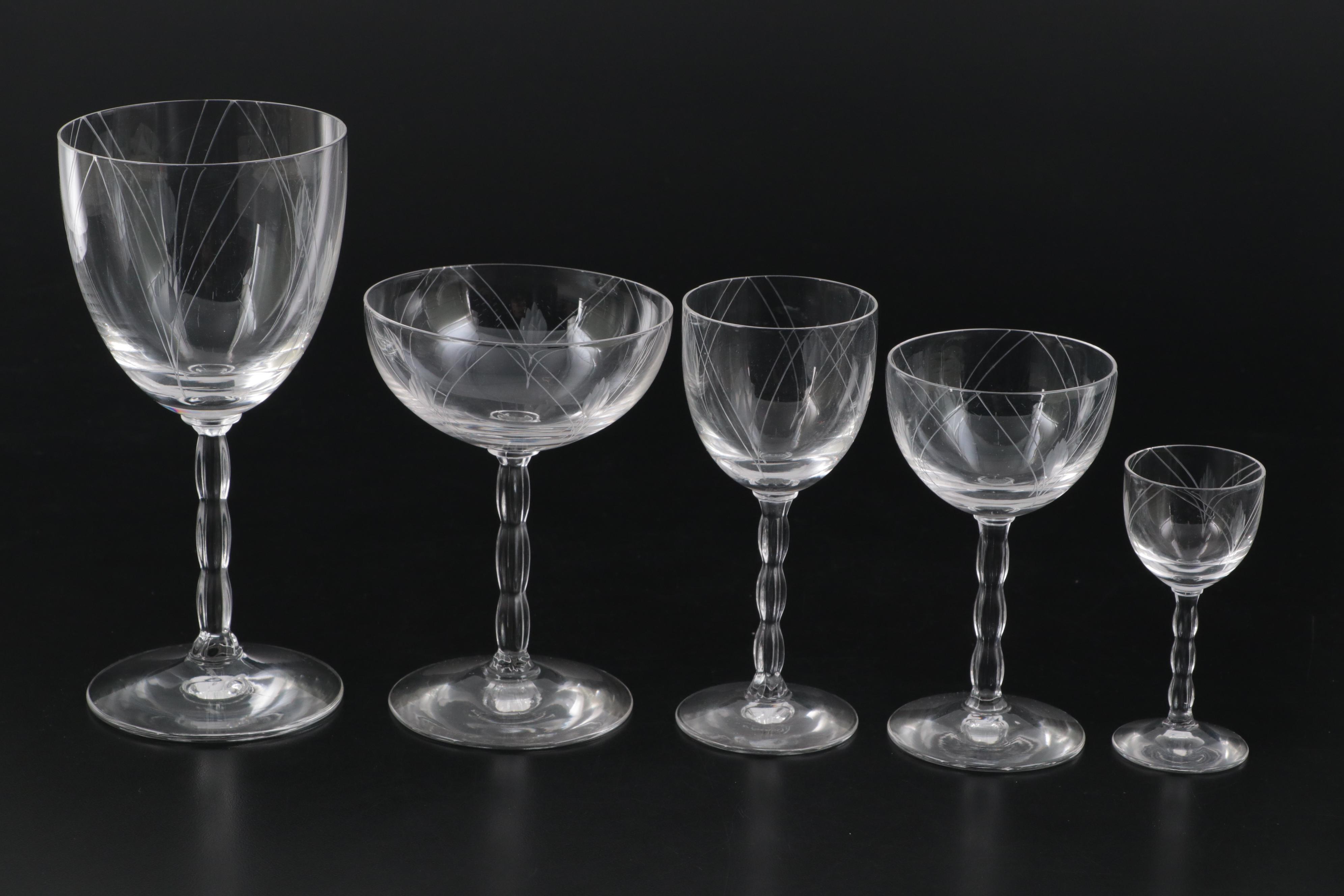 Fostoria "Heraldry" Cut Glass Stemware, 1935-1969