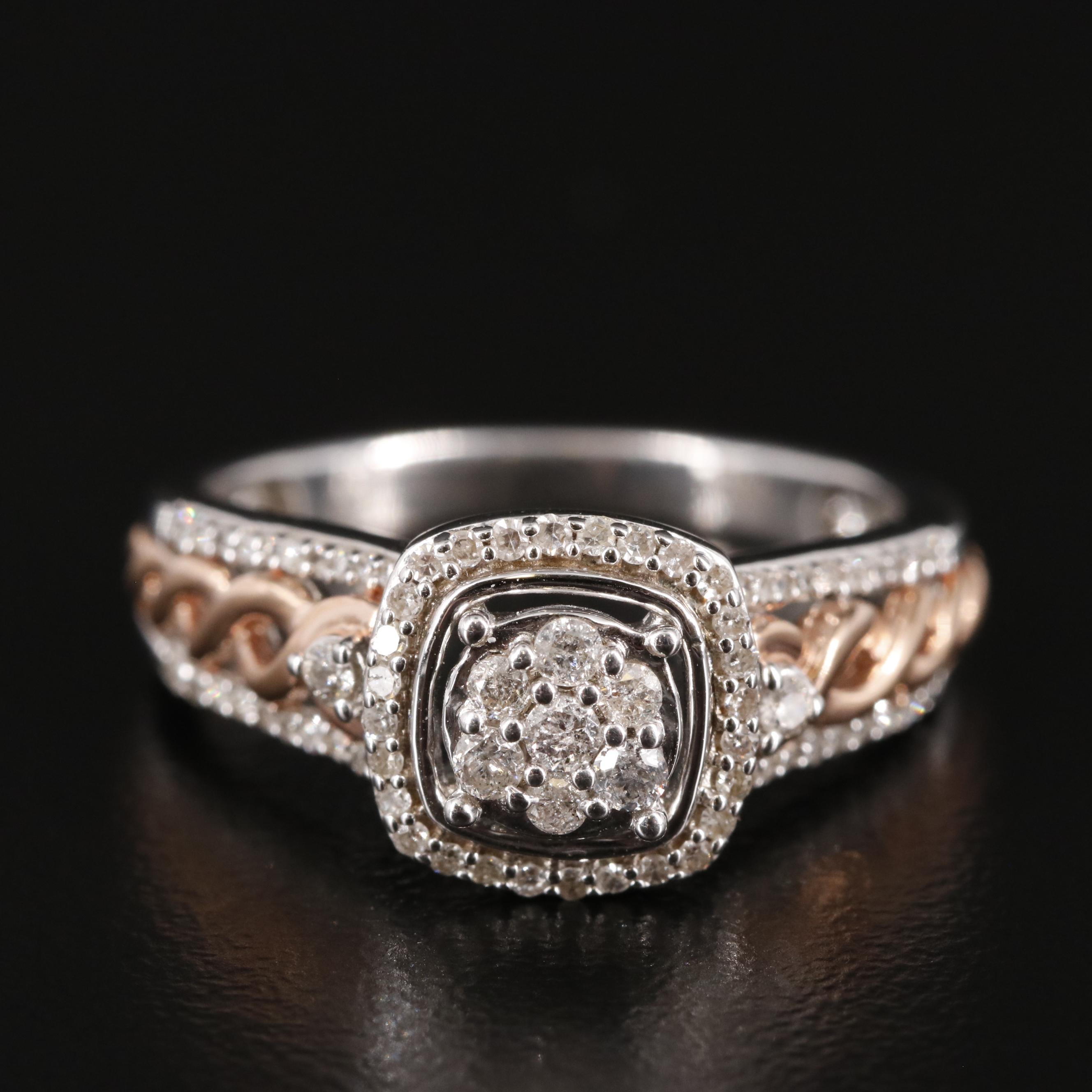 Sterling Diamond Two-Tone Ring