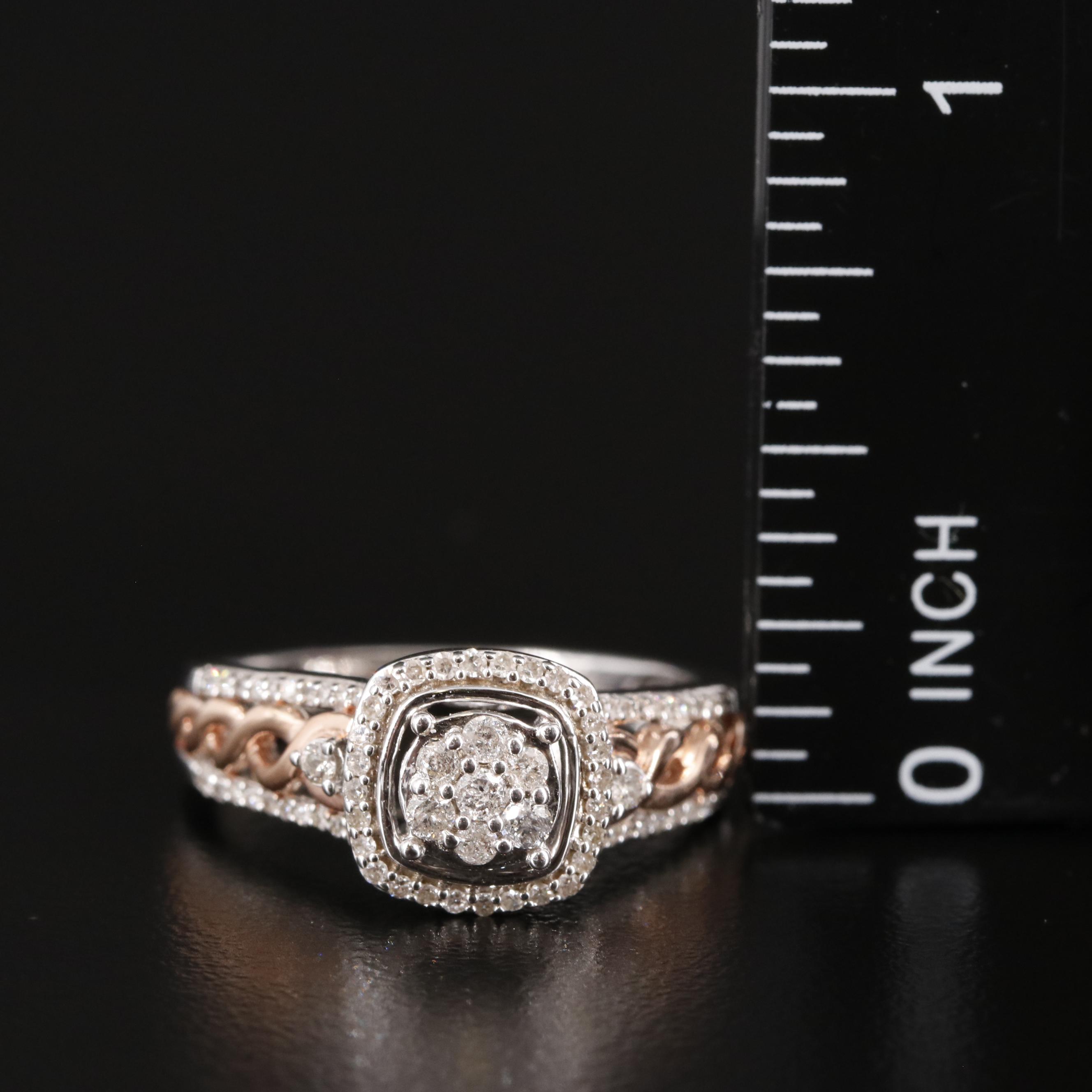 Sterling Diamond Two-Tone Ring