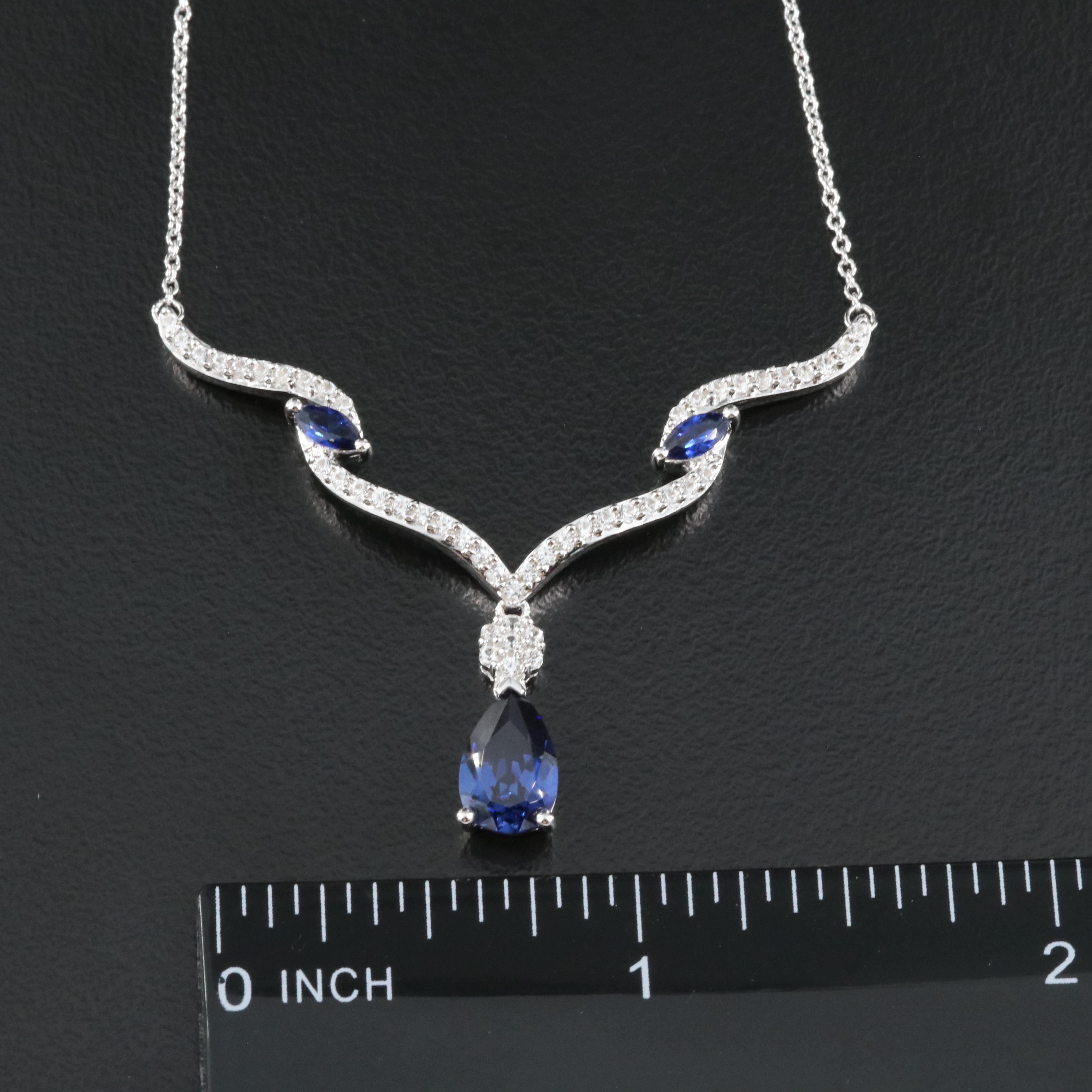 Sterling Sapphire Chevron Necklace