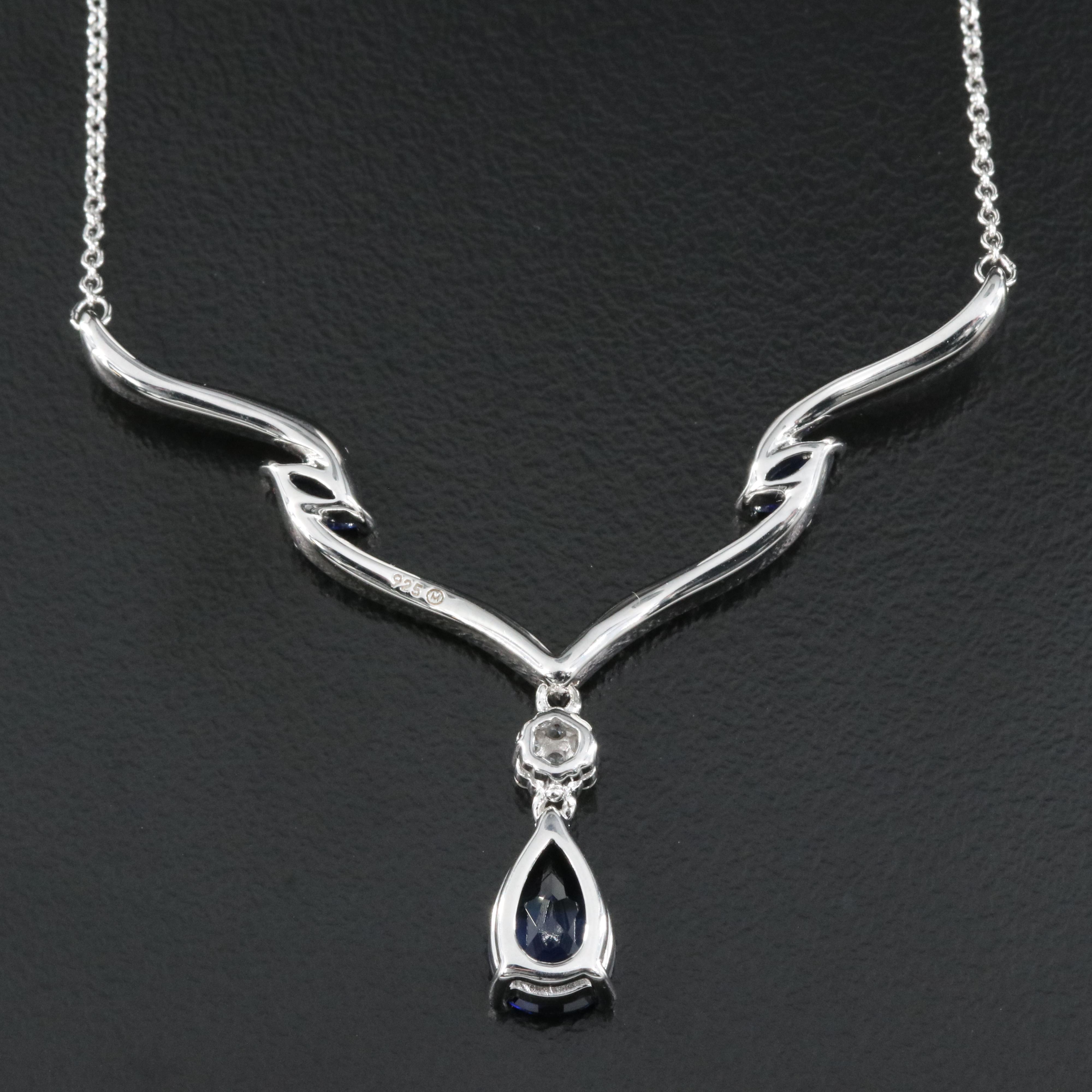 Sterling Sapphire Chevron Necklace