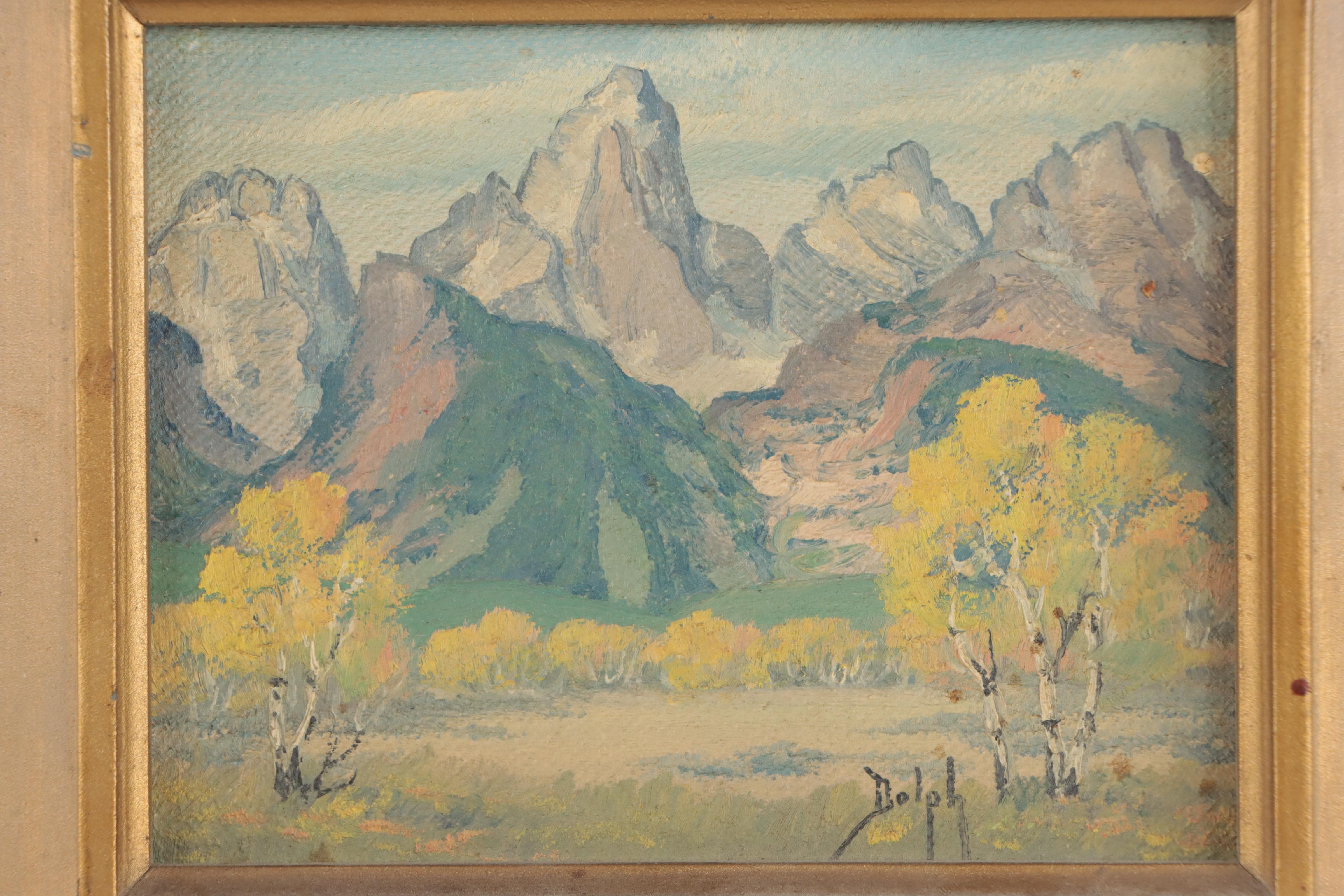 M. D. Dolph Oil Painting of Alpine Landscape "The Tetons," Mid-20th Century