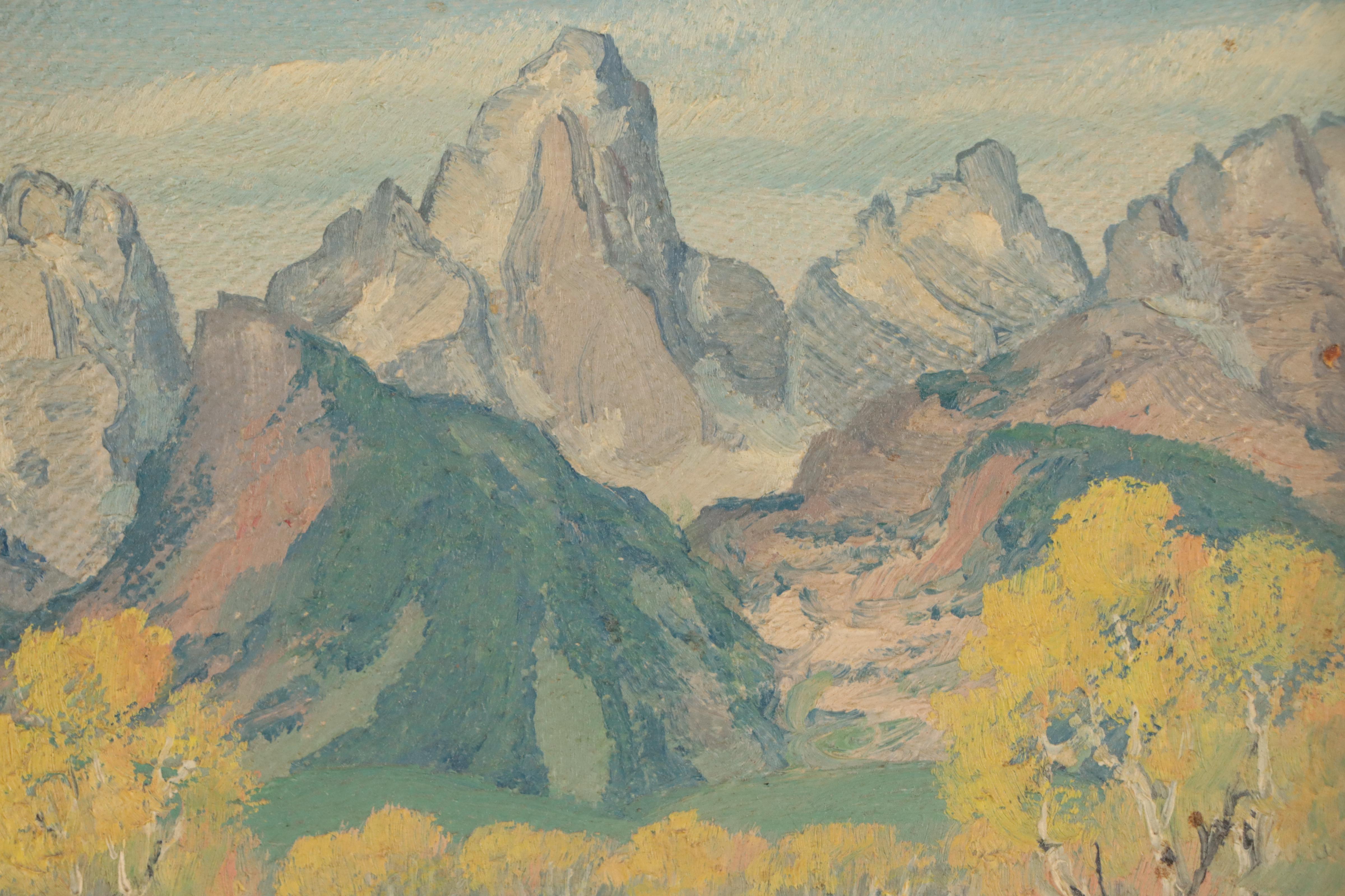 M. D. Dolph Oil Painting of Alpine Landscape "The Tetons," Mid-20th Century