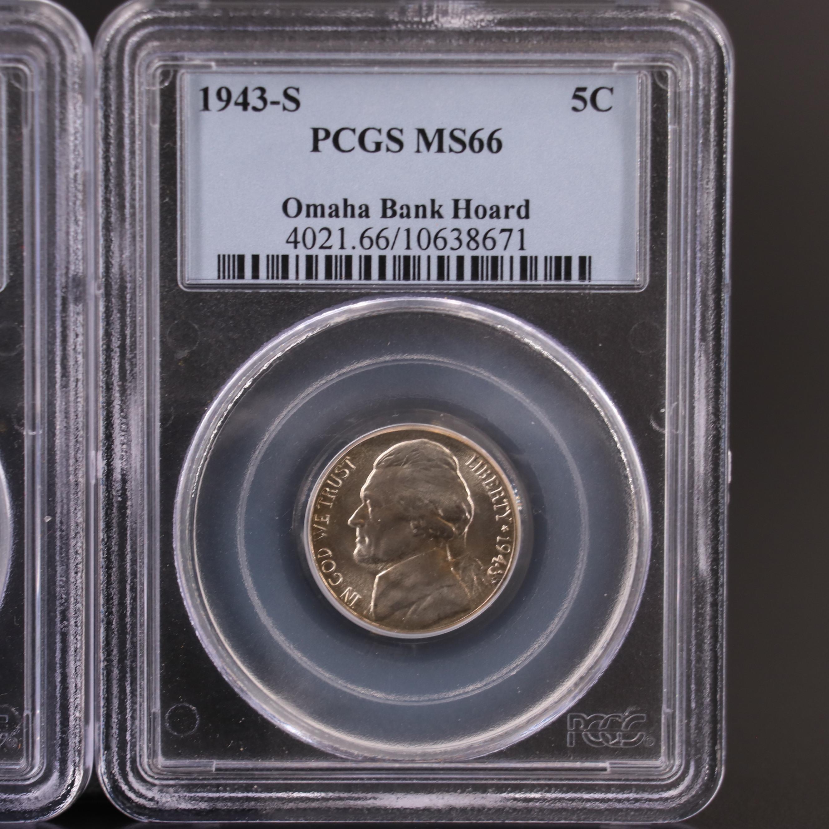 PCGS MS66 1943-S and 1944-D Wartime Silver-Alloy Nickels