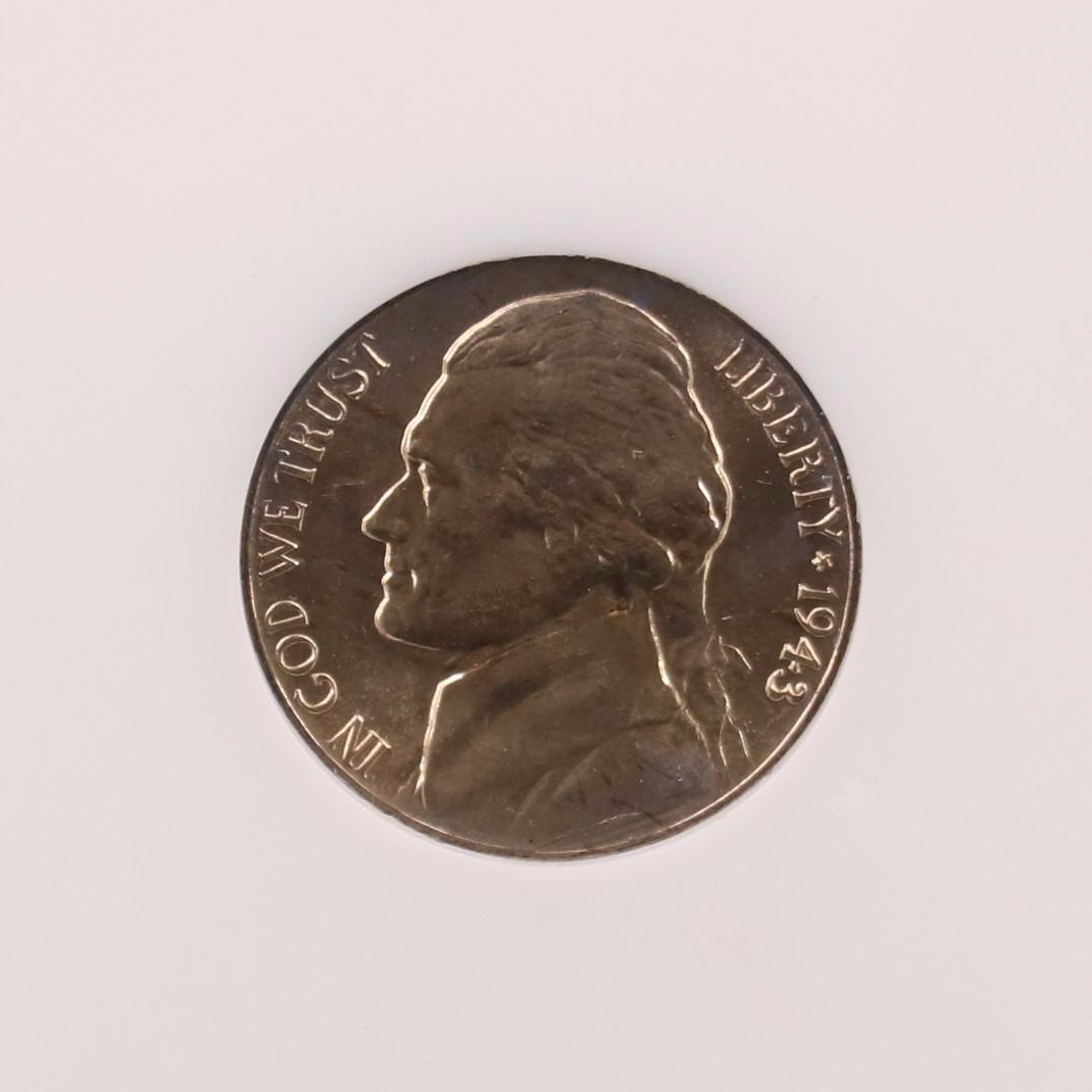 NGC MS67 1943-D Wartime Silver Alloy Jefferson Nickel