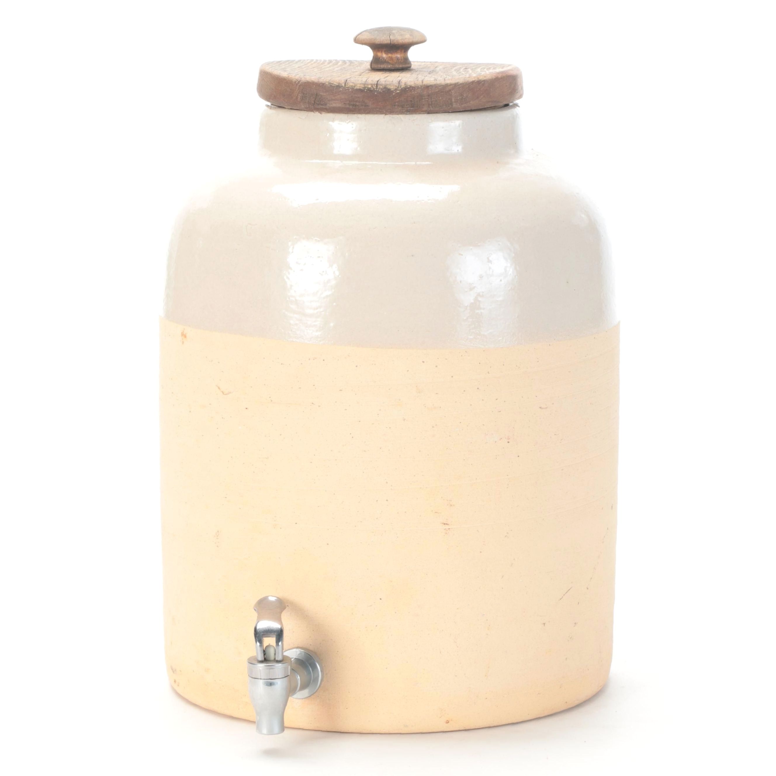 Two Tone Salt Glazed Stoneware Water Cooler, Mid to Late 20th Century