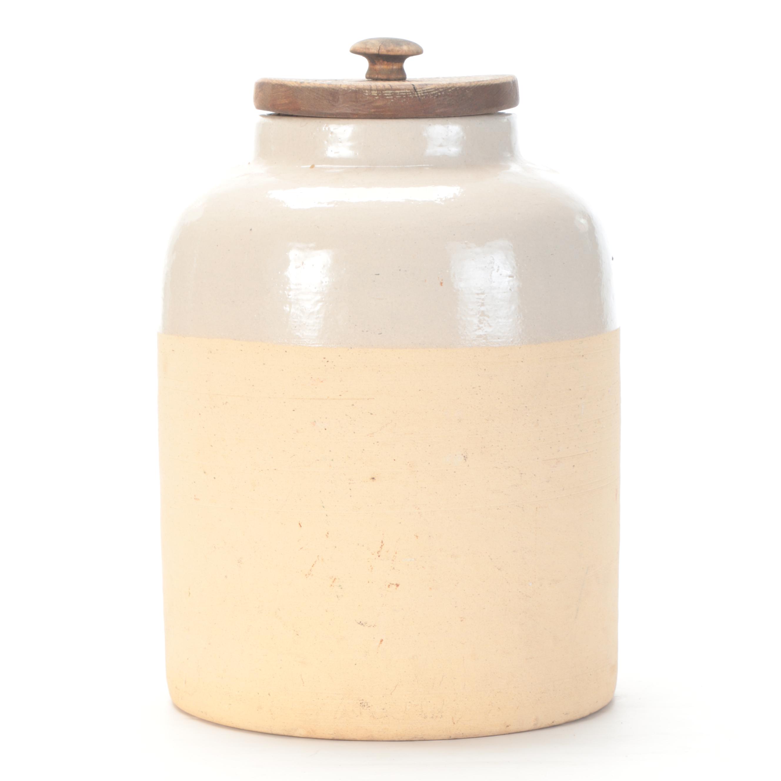 Two Tone Salt Glazed Stoneware Water Cooler, Mid to Late 20th Century