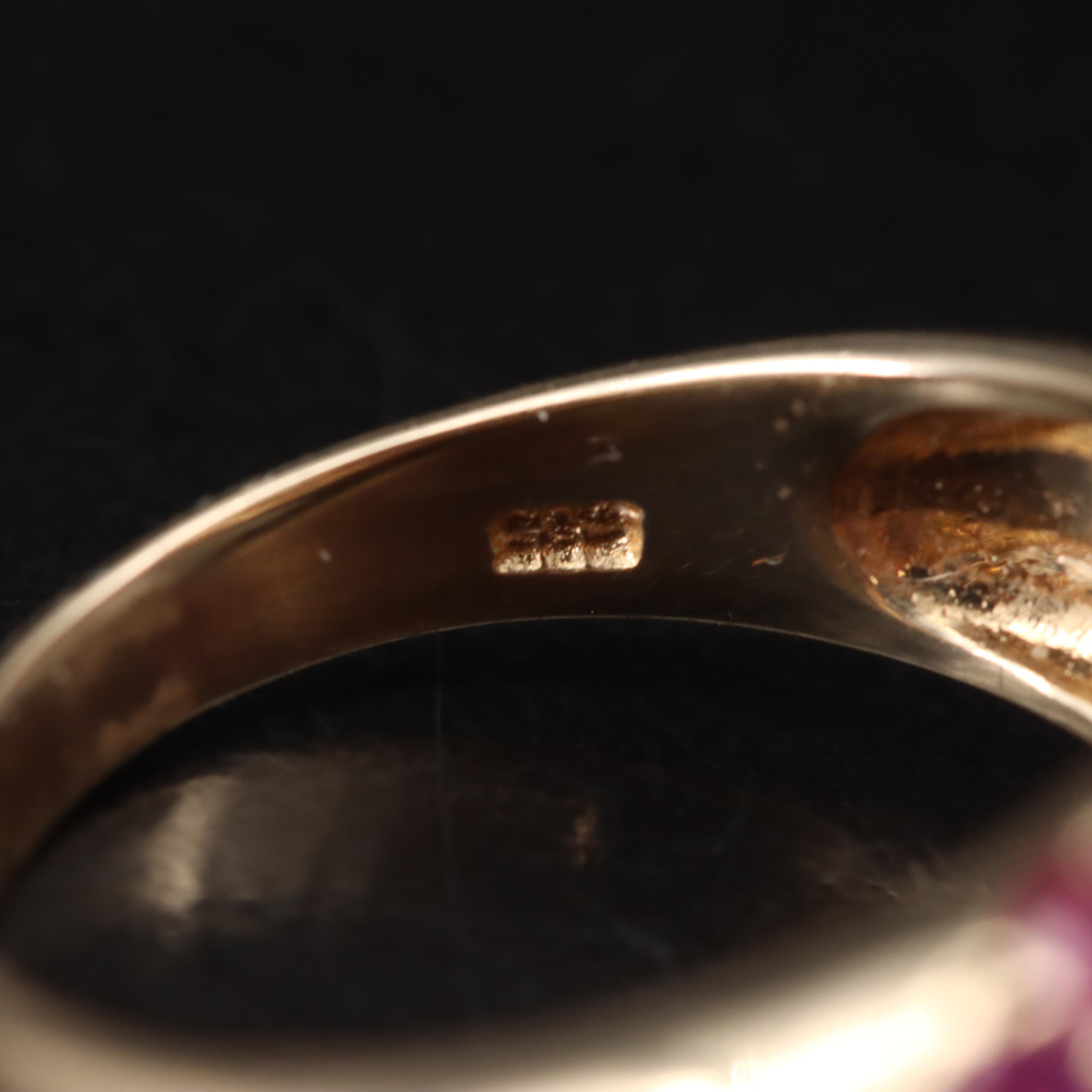 14K Diamond and Ruby Dome Ring