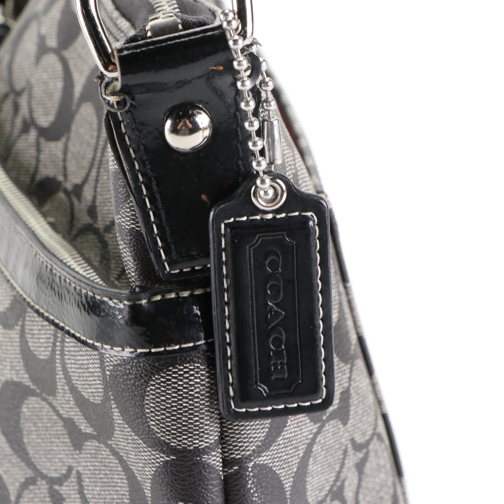 Coach Shoulder Bag in Signature Coated Canvas and Patent Leather