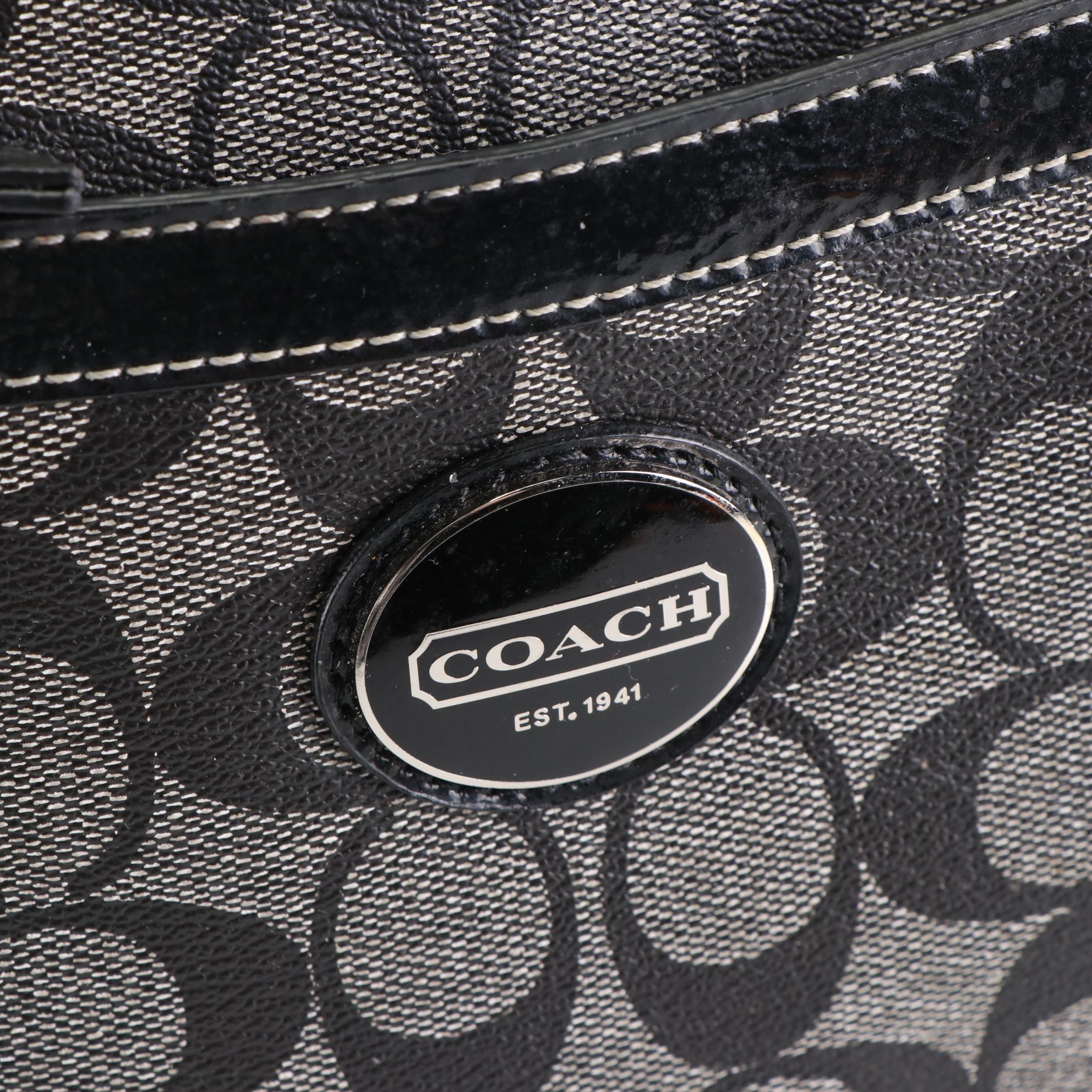 Coach Shoulder Bag in Signature Coated Canvas and Patent Leather