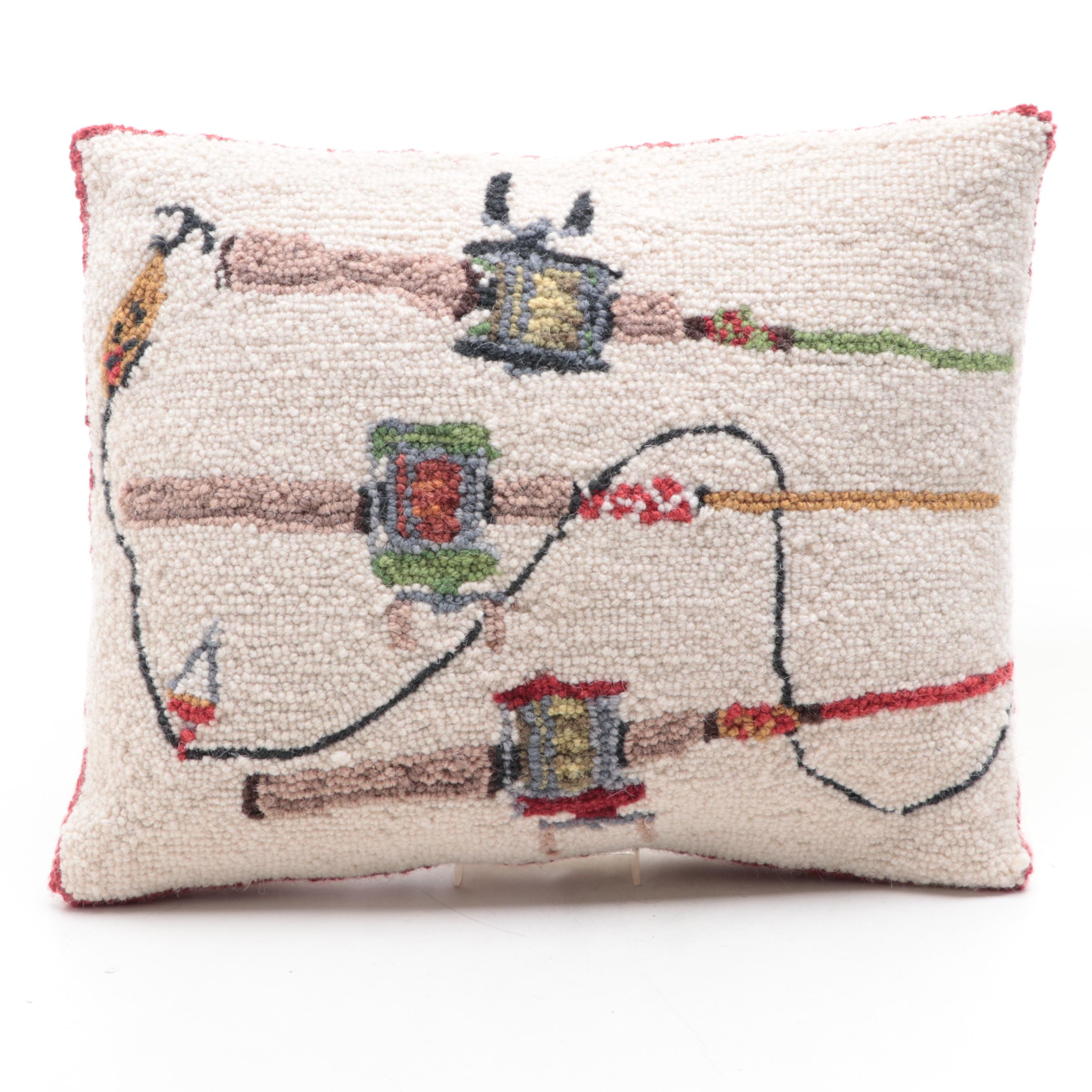 Alwe German Etched Glass Beer Steins with Accent Pillow