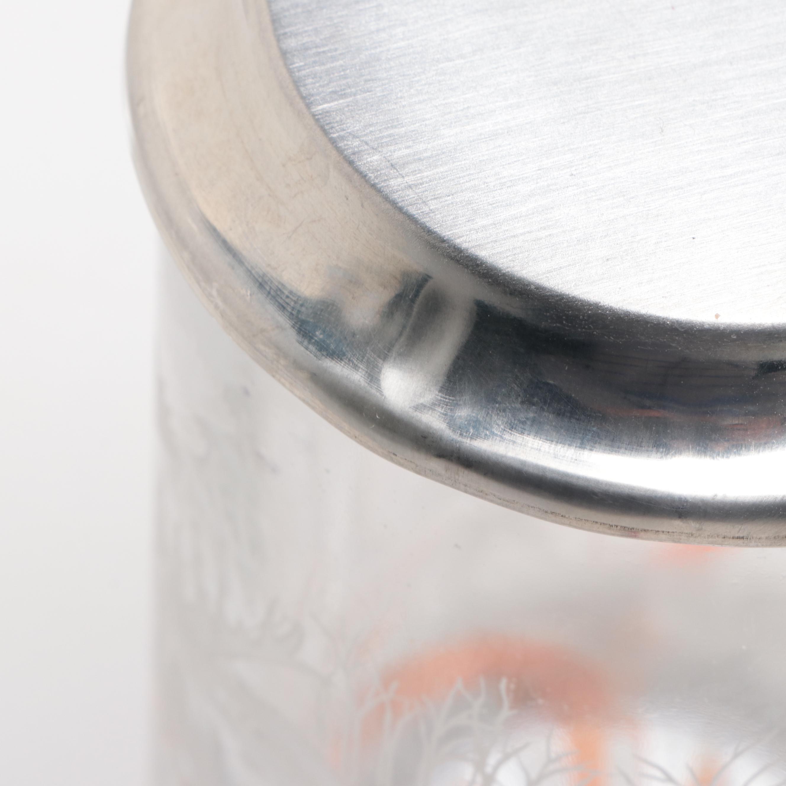 Alwe German Etched Glass Beer Steins with Accent Pillow