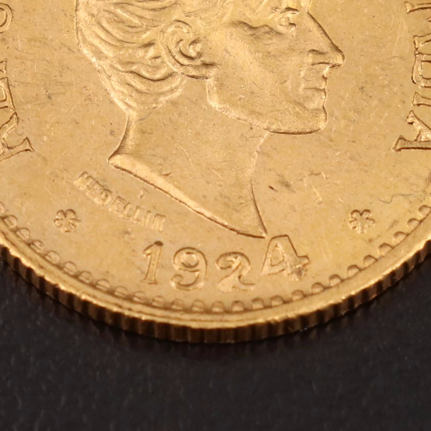 1924 Colombia Five Pesos Gold Coin