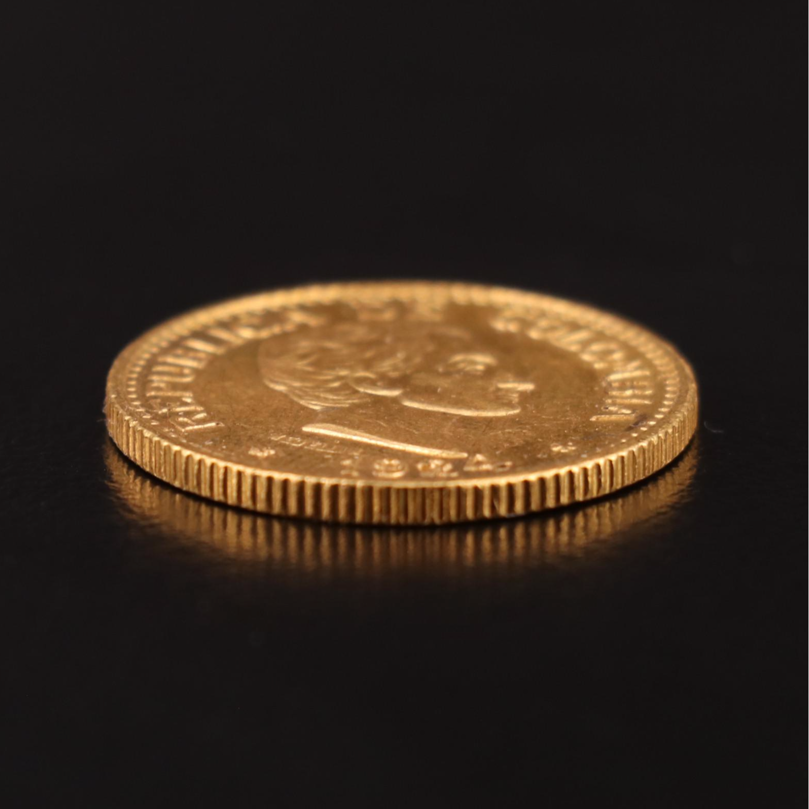 1924 Colombia Five Pesos Gold Coin