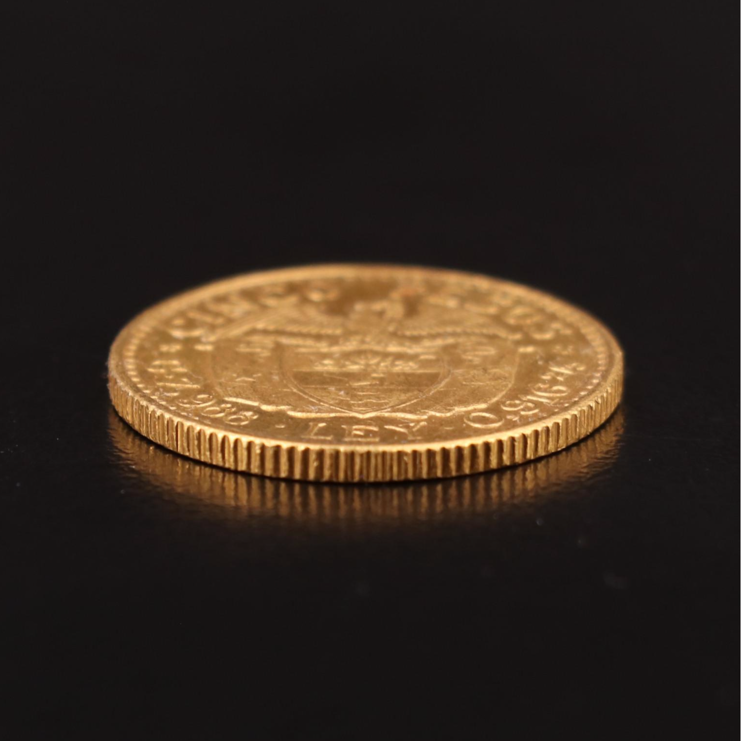 1924 Colombia Five Pesos Gold Coin