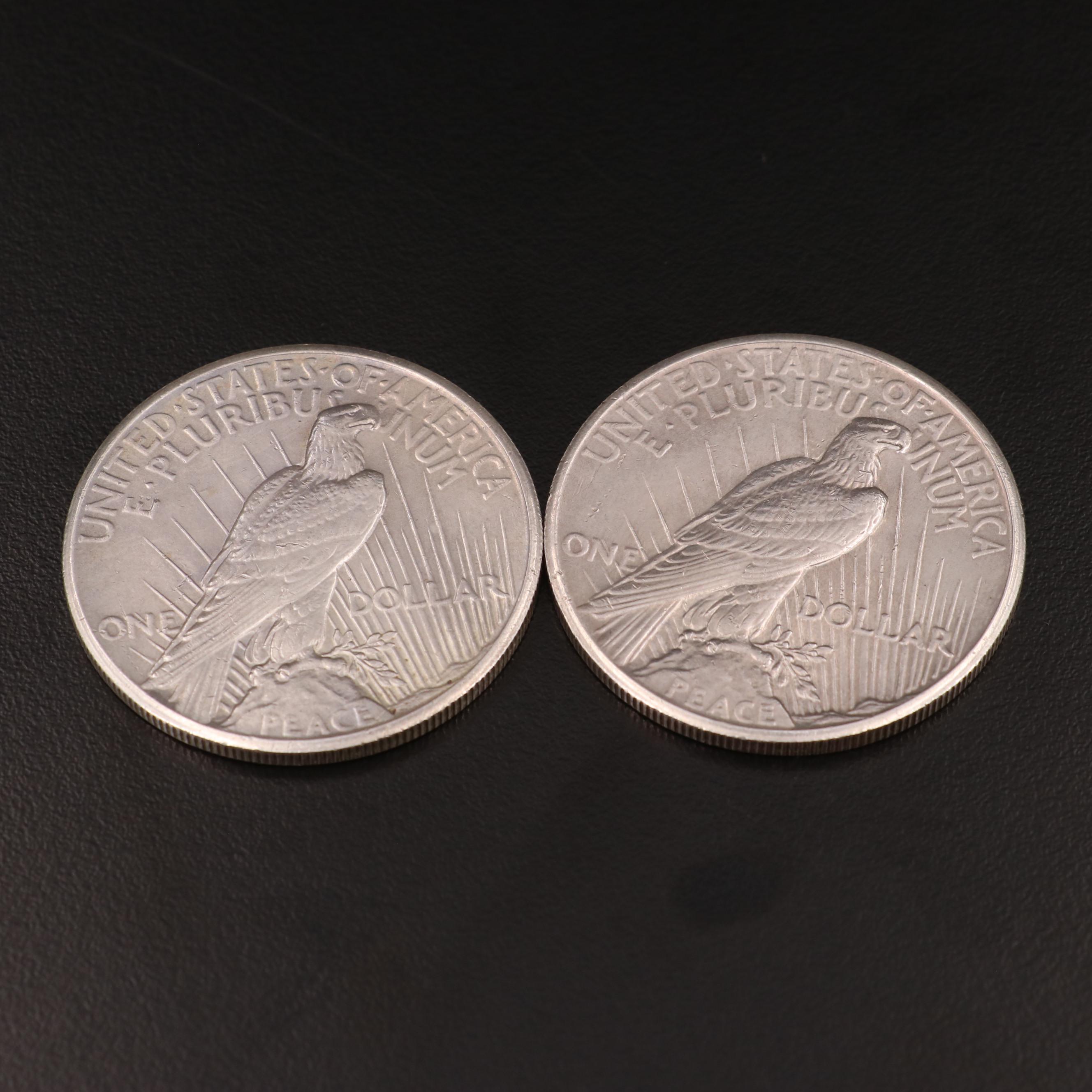 Two 1926 Peace Silver Dollars