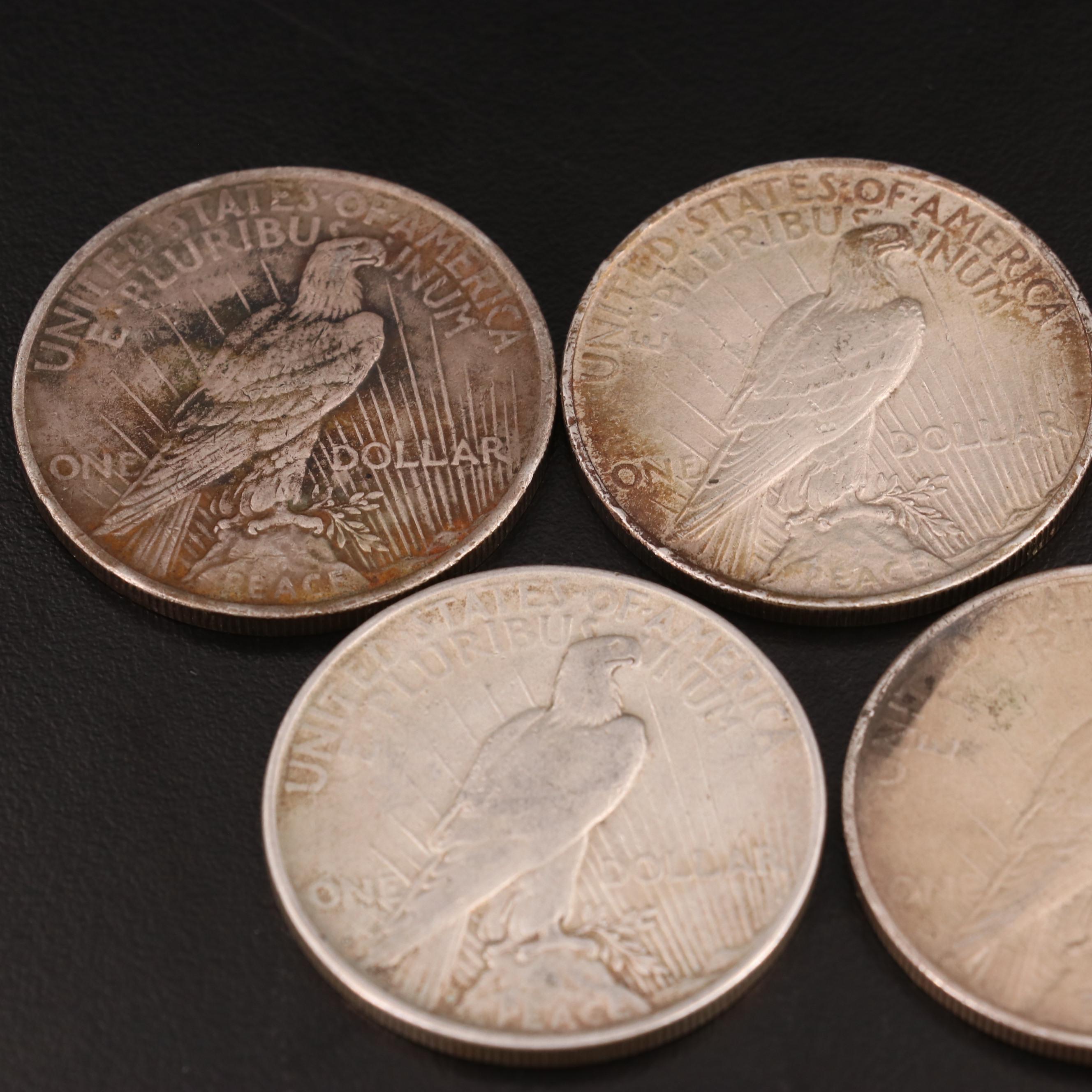 Five Peace Silver Dollars