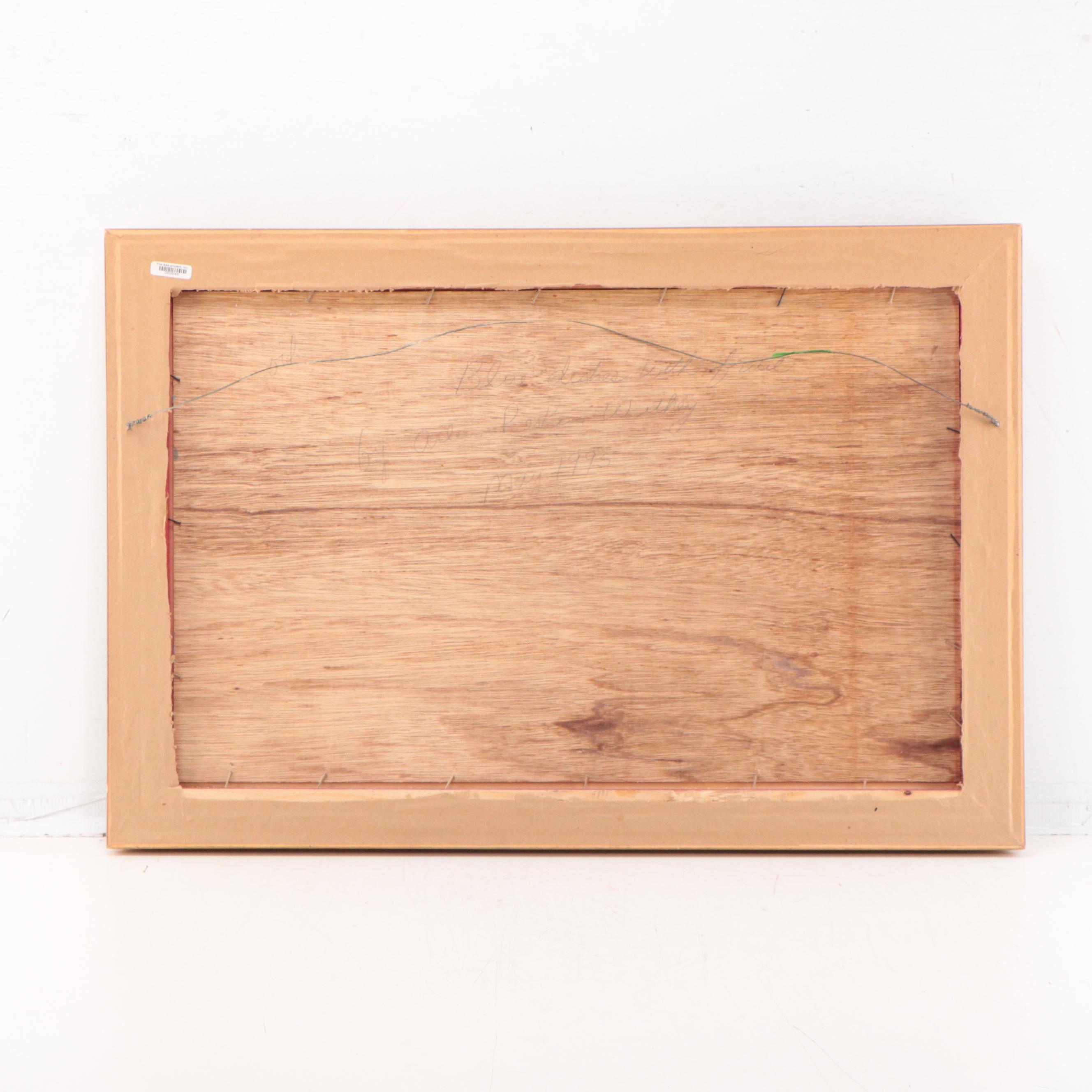 Arlen Perkins Withey Oil Painting "Blue Dishes with Fruit," 1995