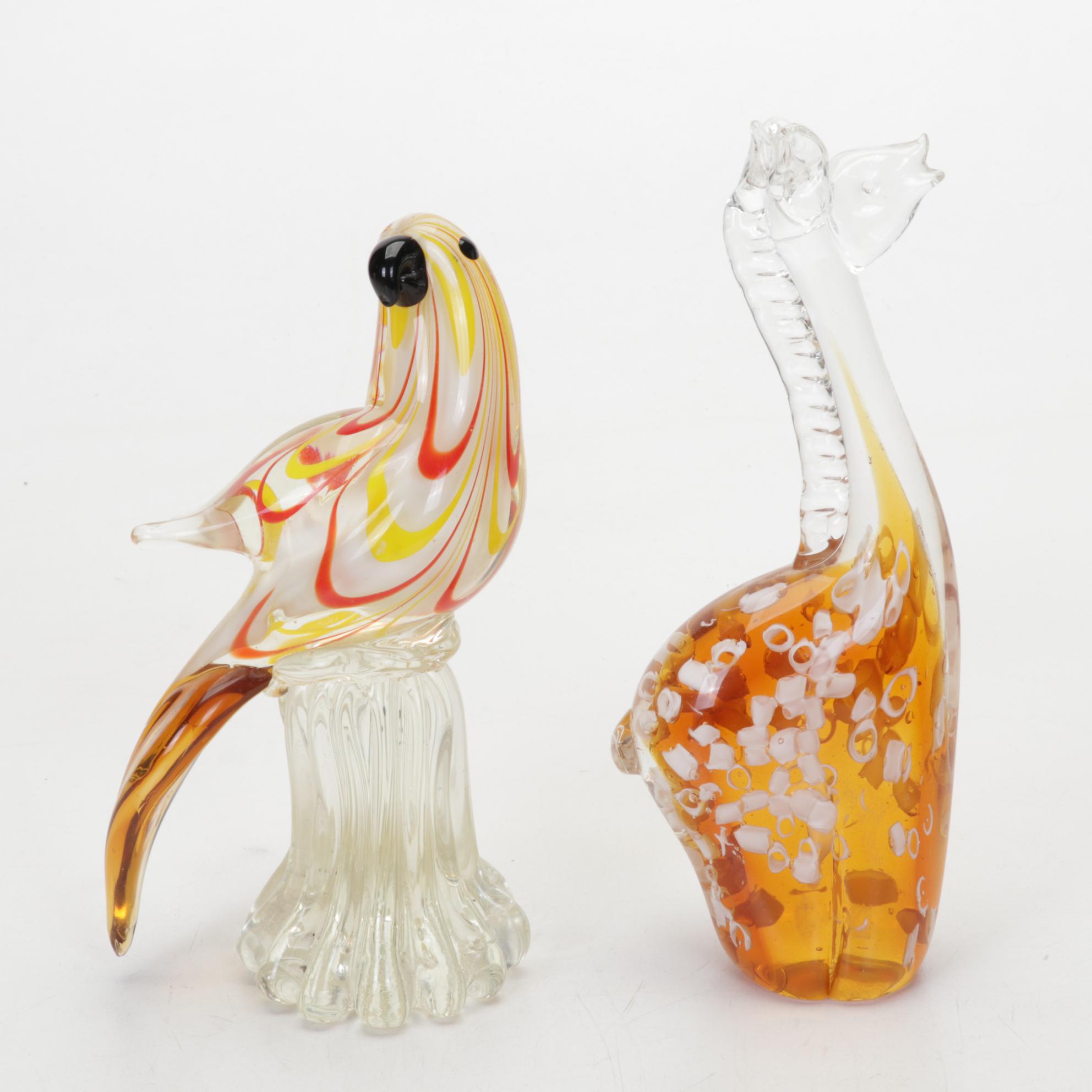 Lundberg Art Glass Fish with Figurine and Paperweight Collection