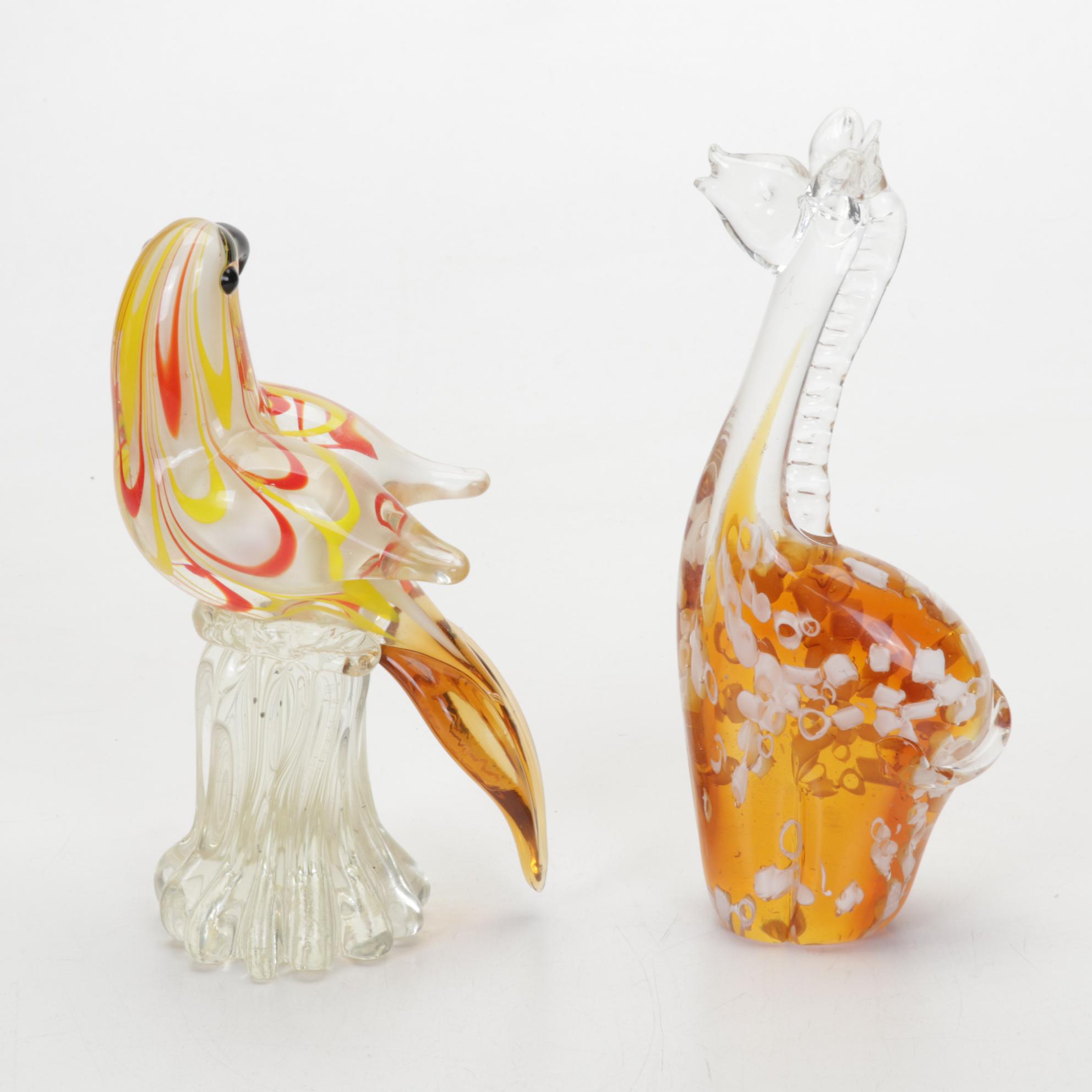 Lundberg Art Glass Fish with Figurine and Paperweight Collection