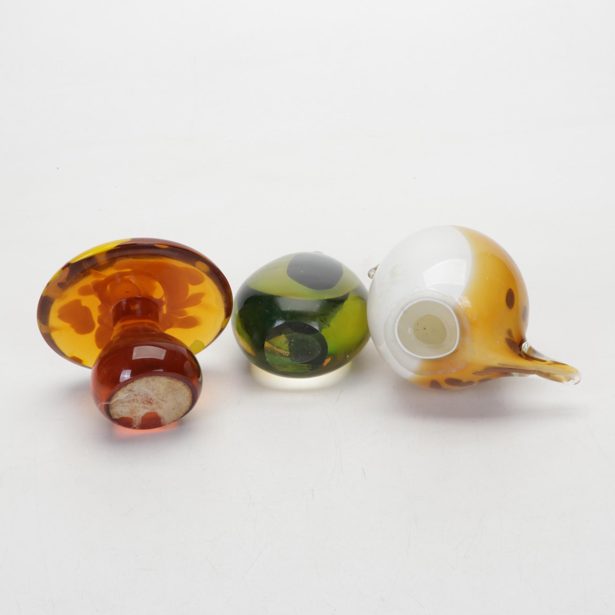 Lundberg Art Glass Fish with Figurine and Paperweight Collection