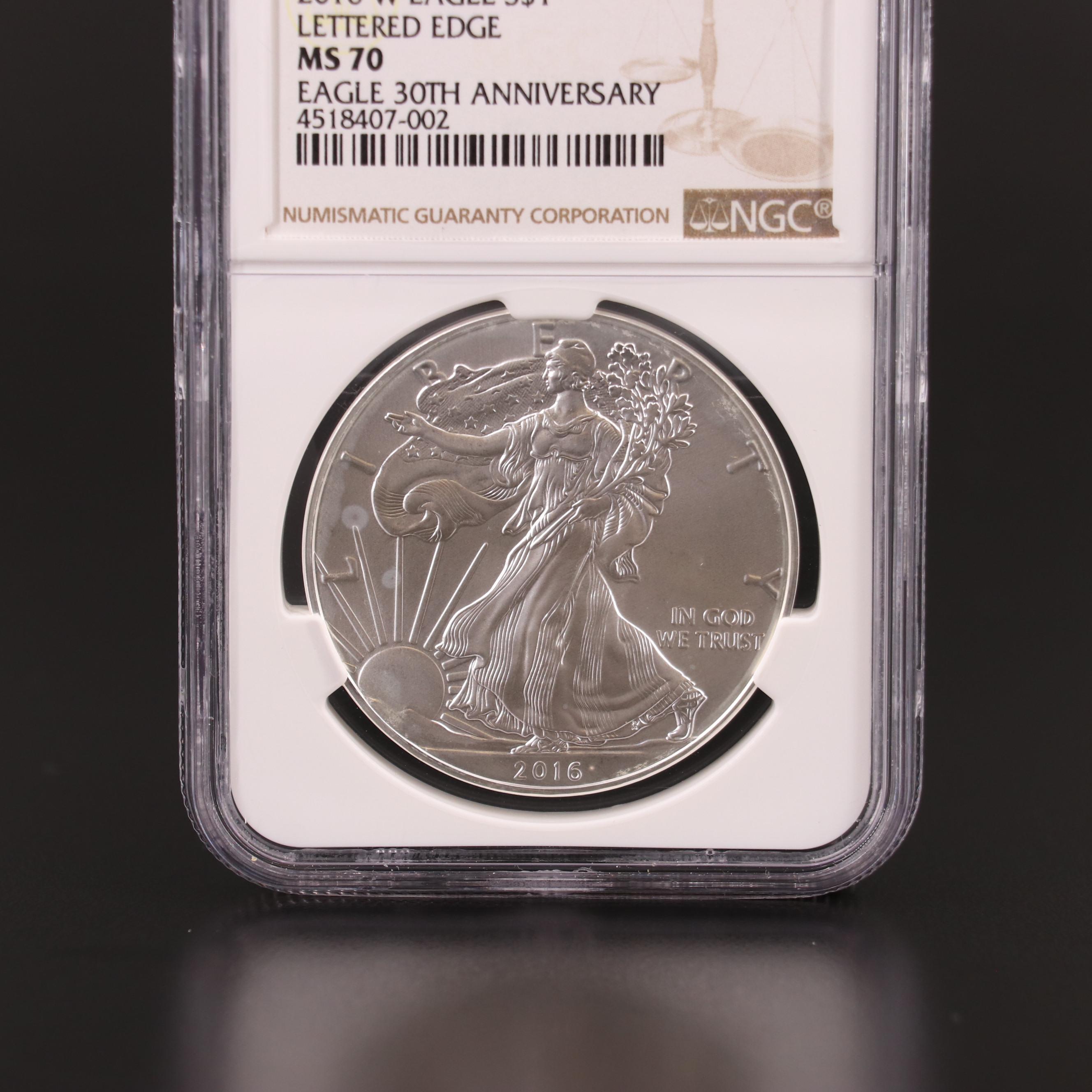 NGC MS70 30th Anniversary 2016-W Burnished American Silver Eagle
