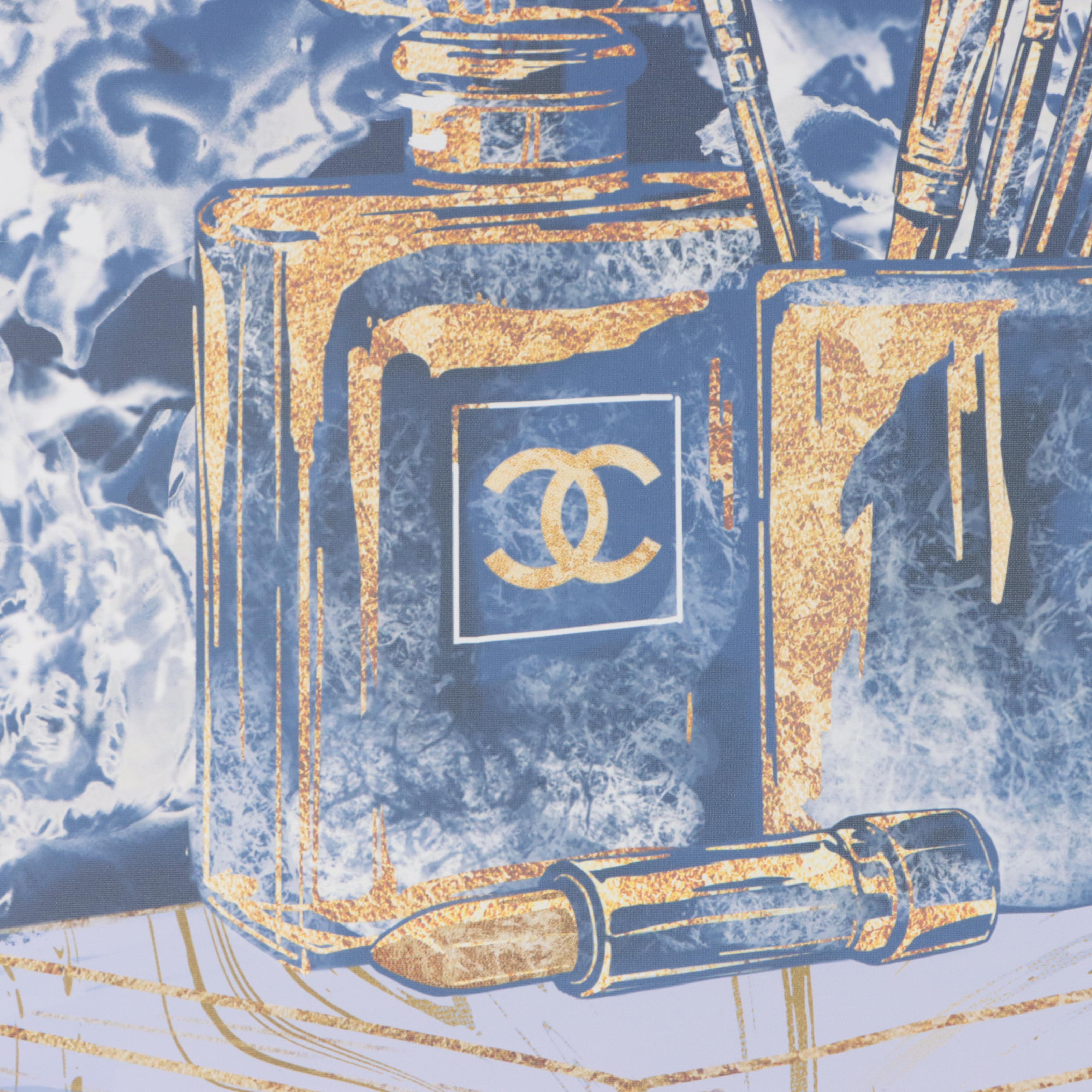 Giclée of Fashion Books and Chanel Bottle, 21st Century