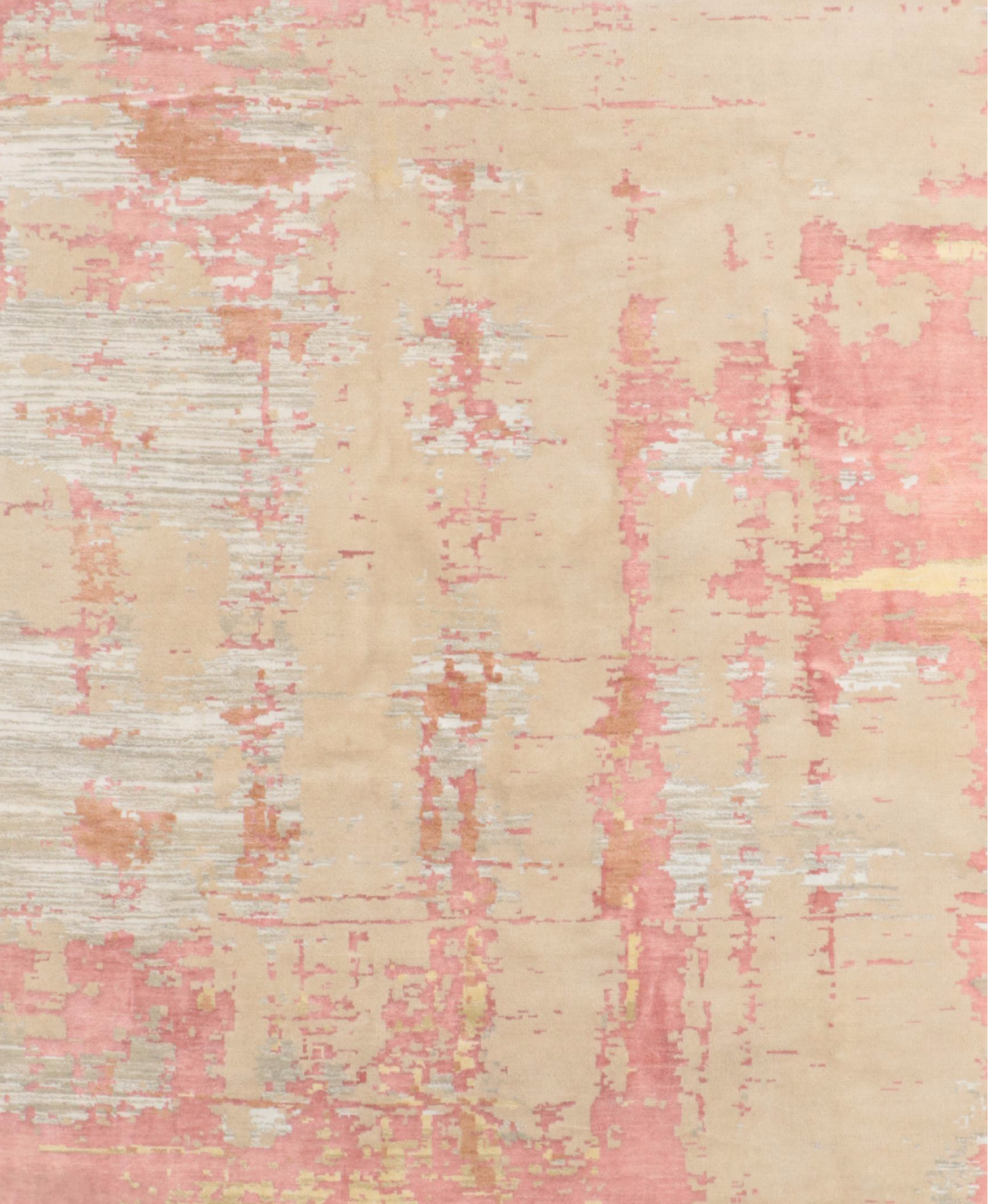 7'11 x 9'7 Hand-Knotted Indian Abstract Modern Area Rug