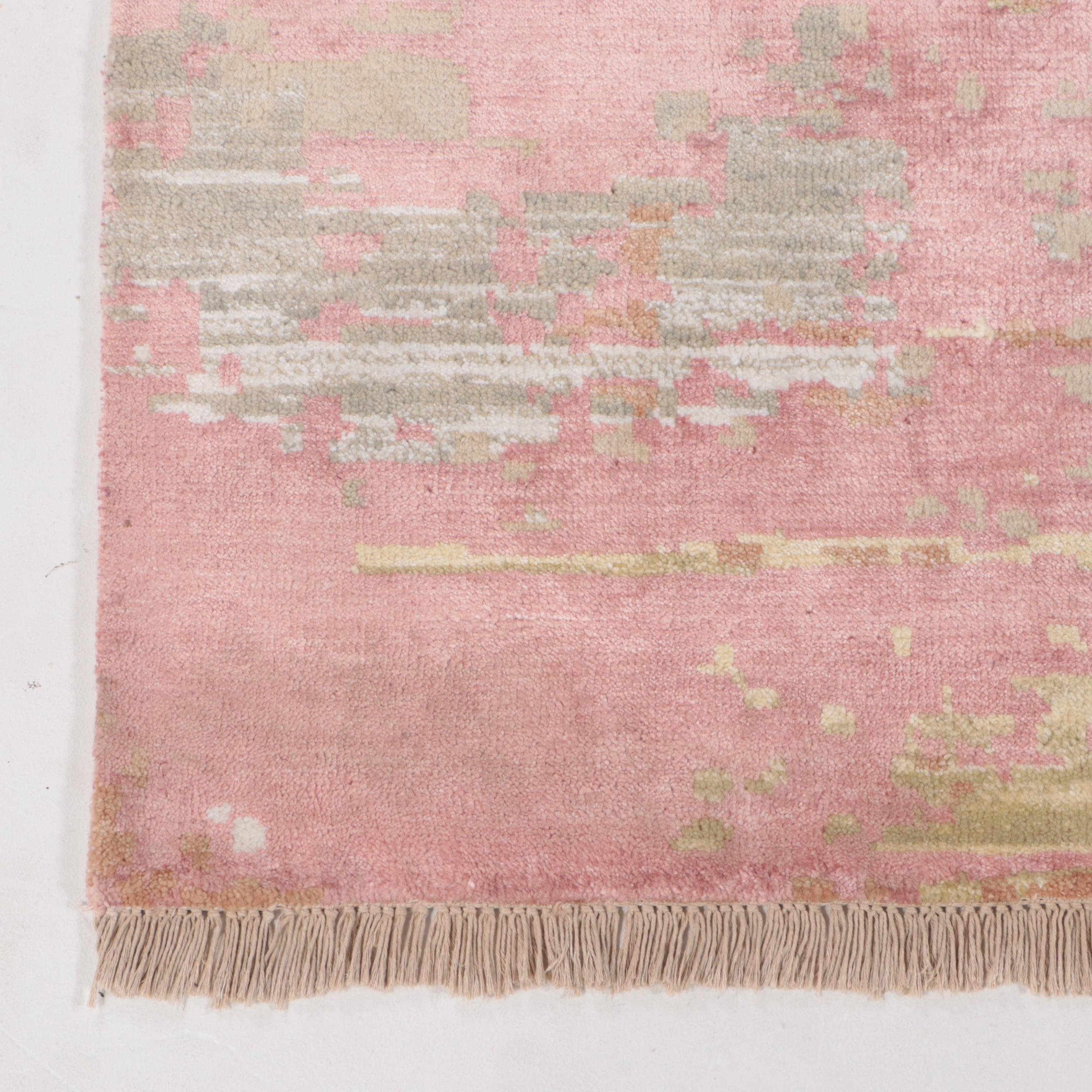 7'11 x 9'7 Hand-Knotted Indian Abstract Modern Area Rug