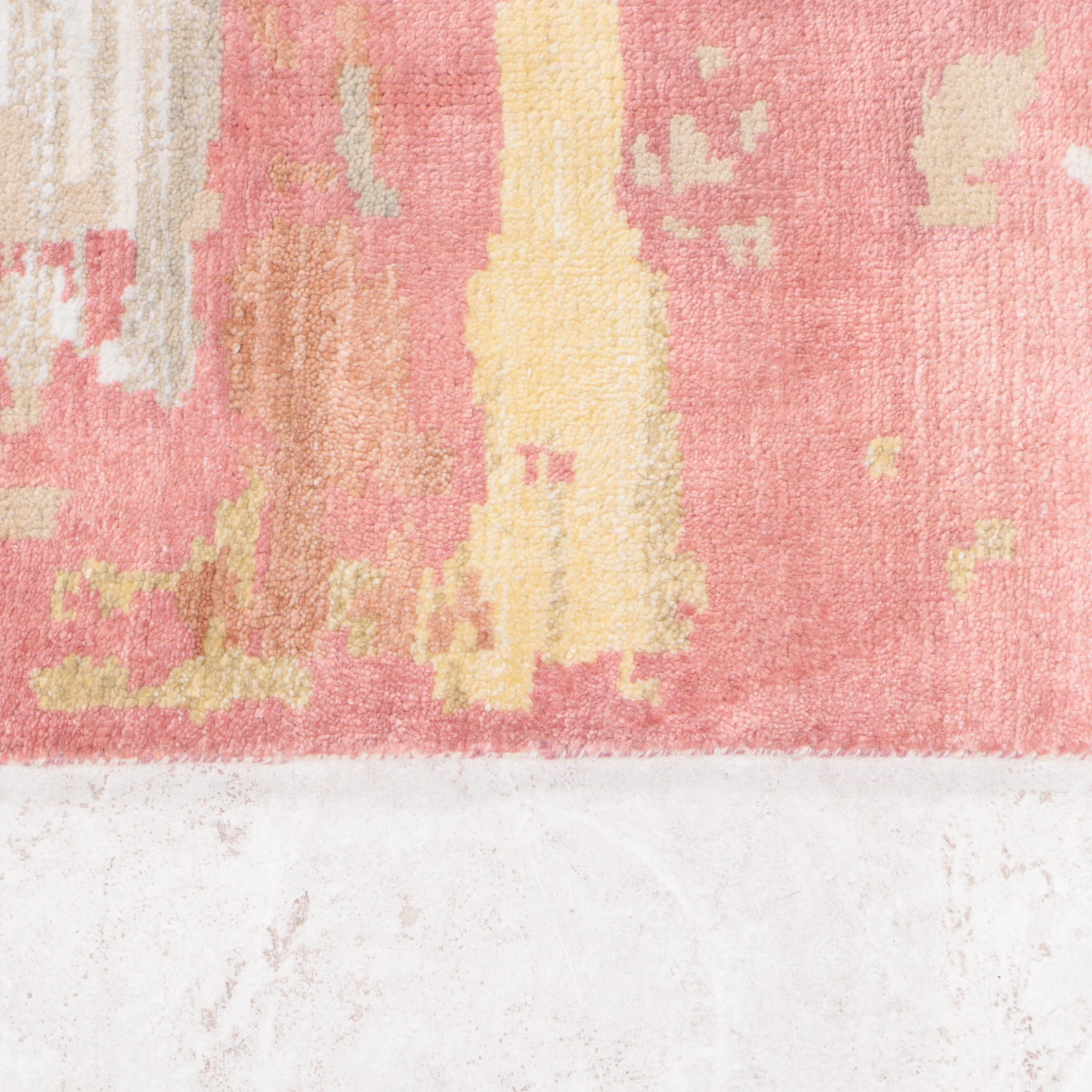 7'11 x 9'7 Hand-Knotted Indian Abstract Modern Area Rug