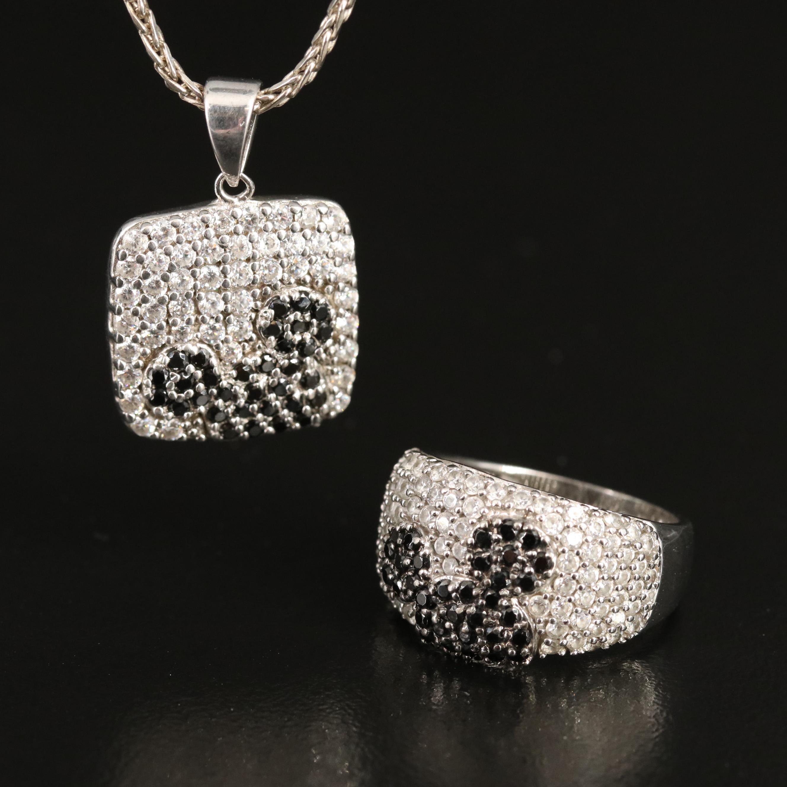 Disney Sterling Cubic Zirconia Mickey Mouse Necklace and Ring