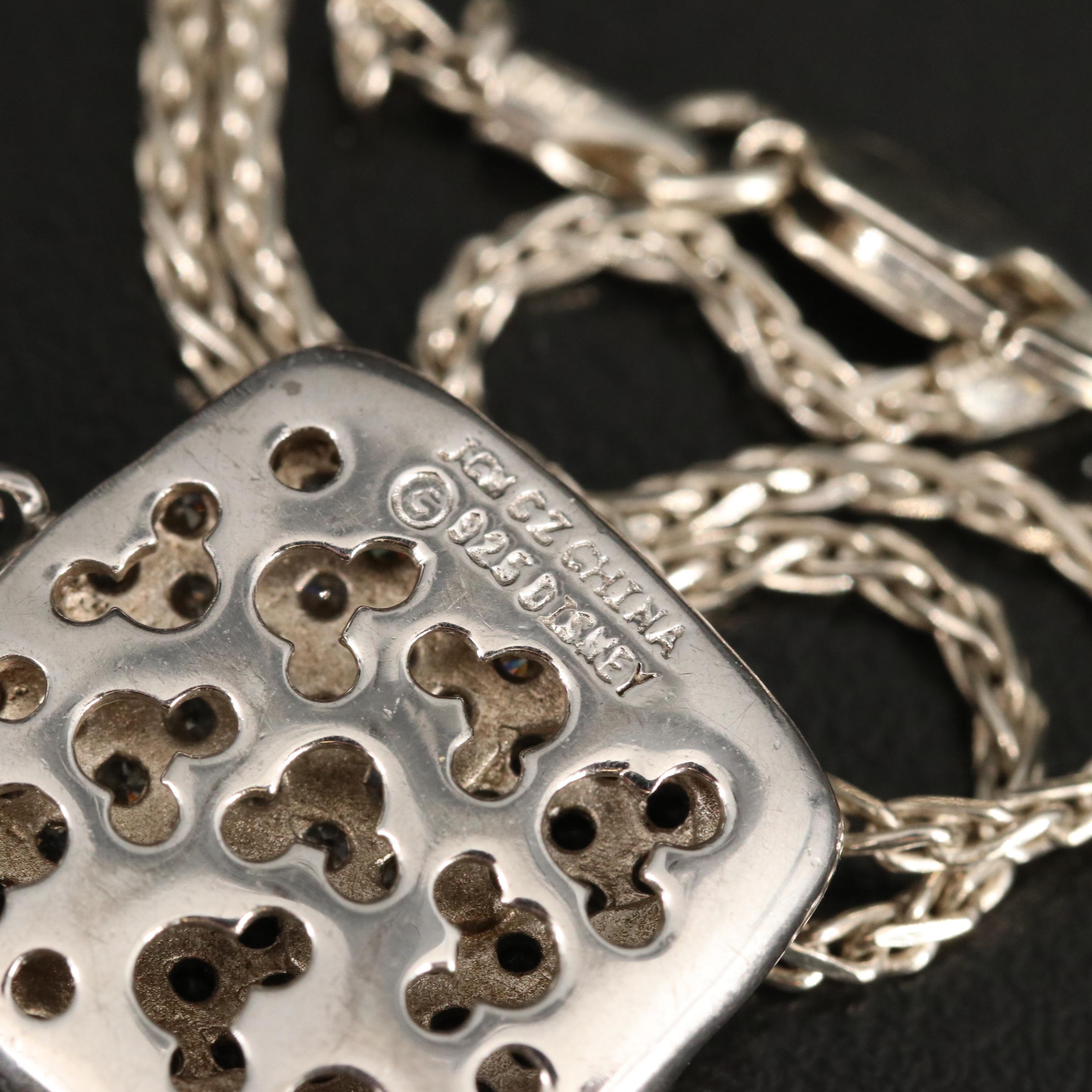 Disney Sterling Cubic Zirconia Mickey Mouse Necklace and Ring