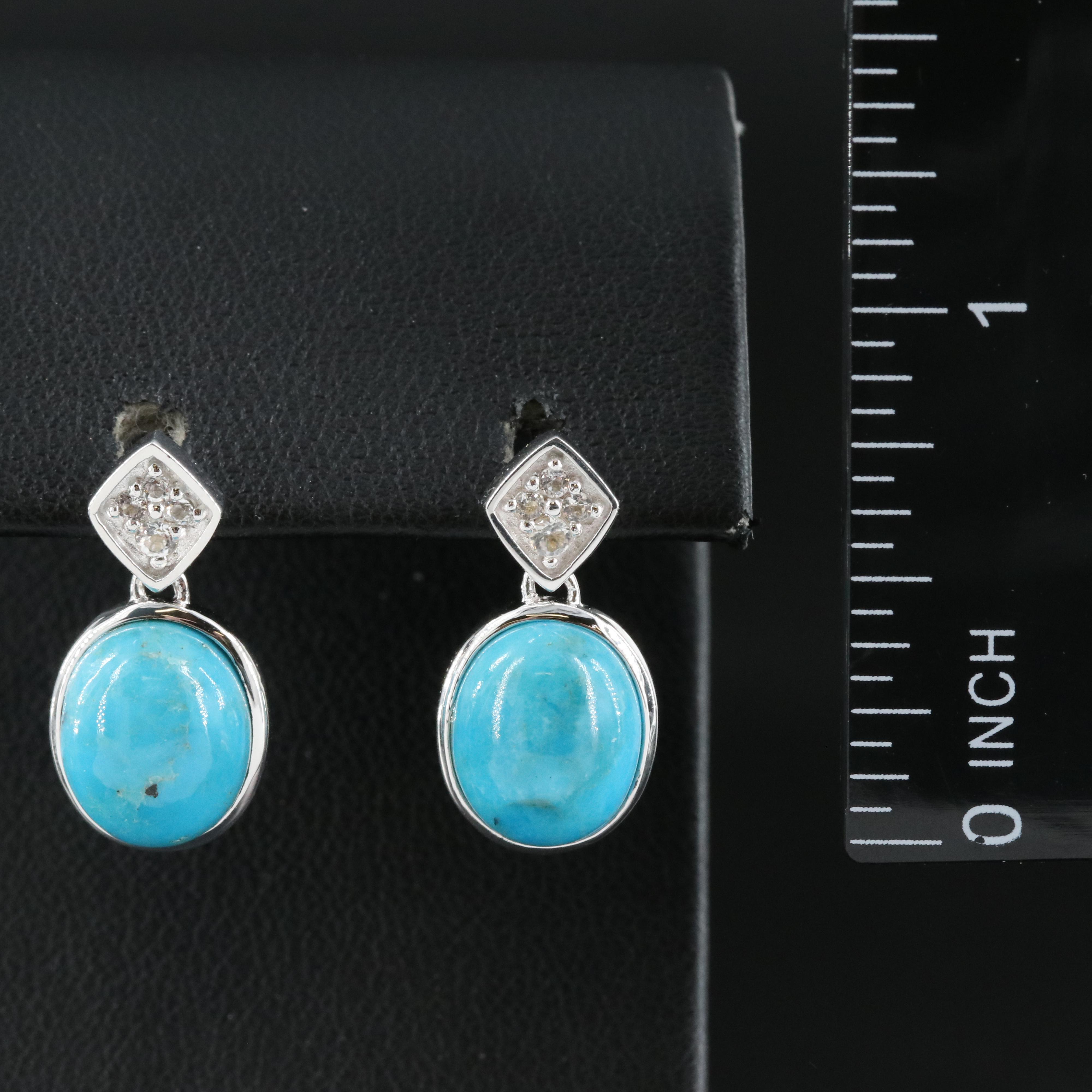 Sterling Turquoise and White Topaz Earrings