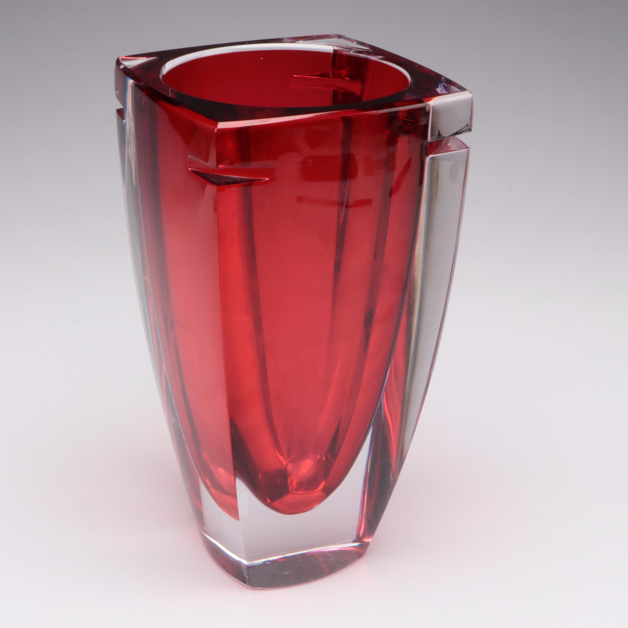 Waterford Crystal "Metra Red" Vase, 2004-2010