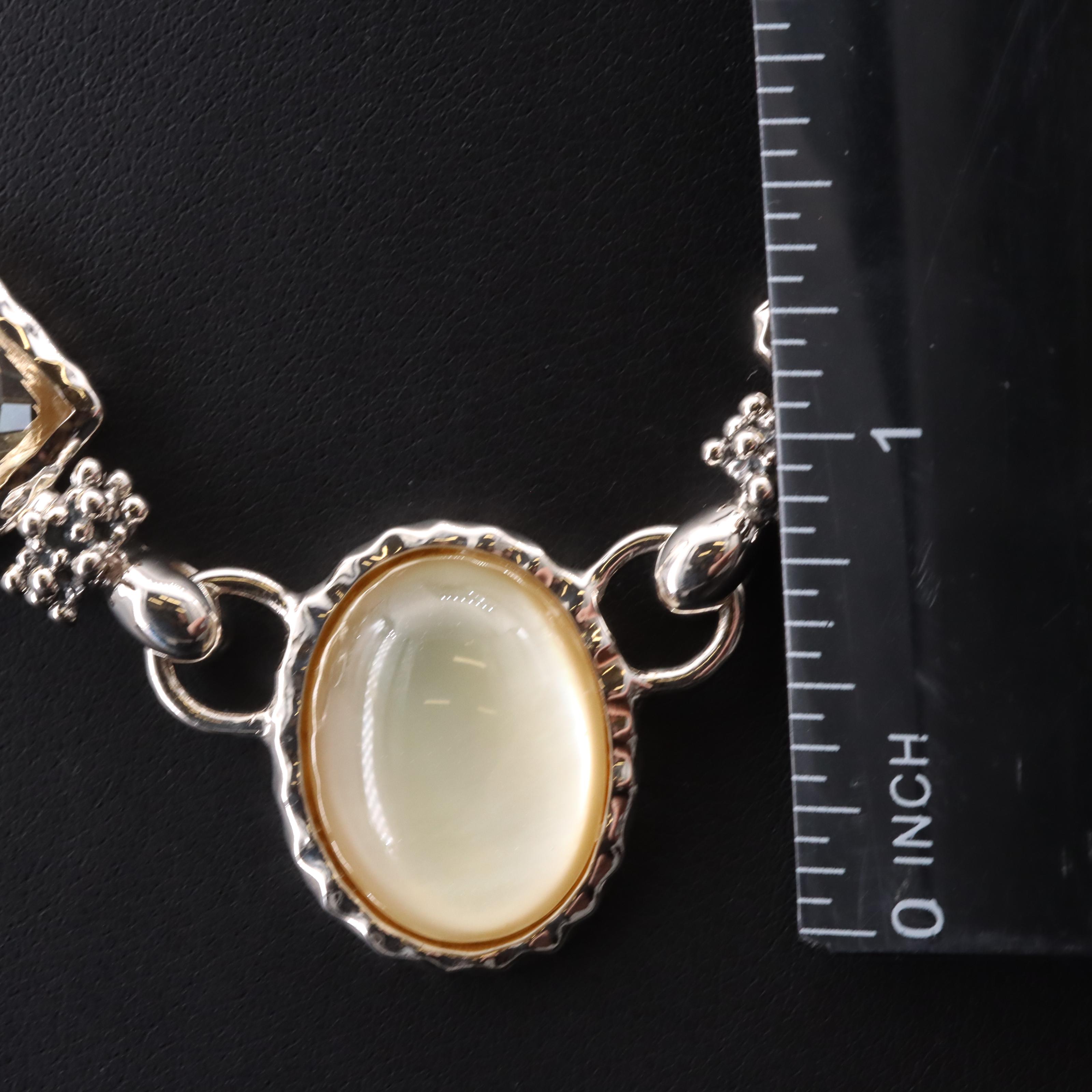 Michael Dawkins Sterling Quartz Doublet and Gemstone Necklace