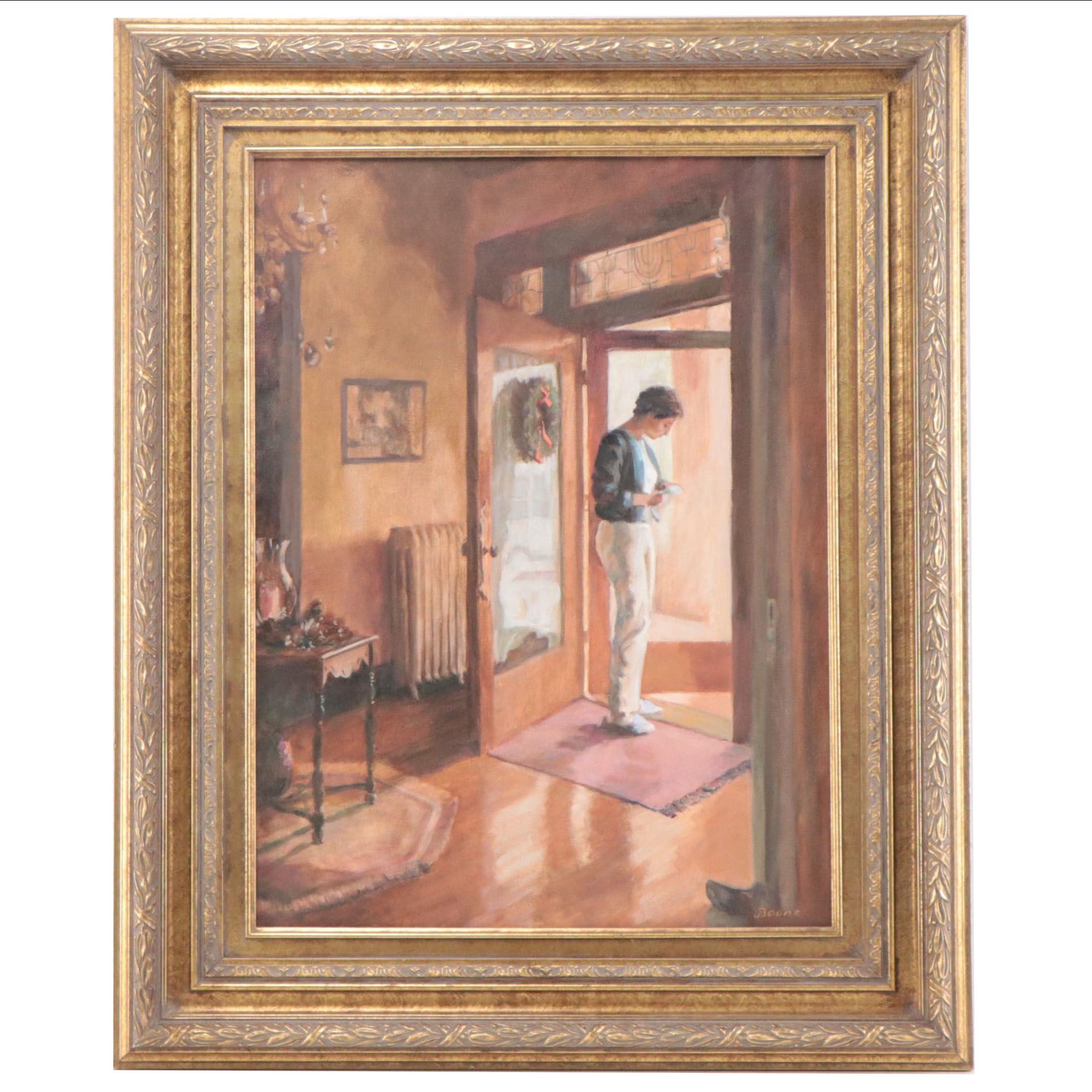 Jan Boone Oil Painting "The Letter," 21st Century EBTH