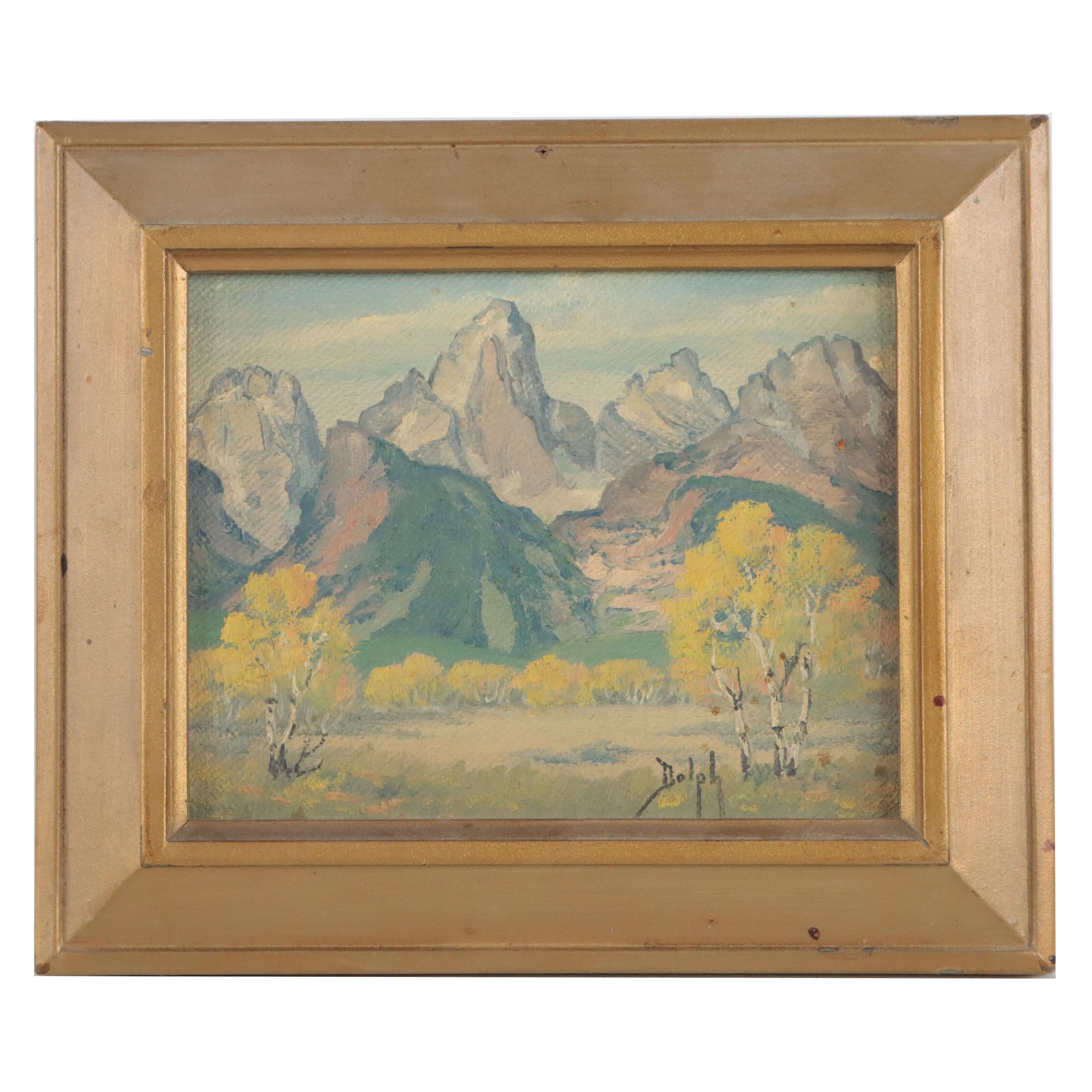 M. D. Dolph Oil Painting of Alpine Landscape "The Tetons," Mid-20th Century