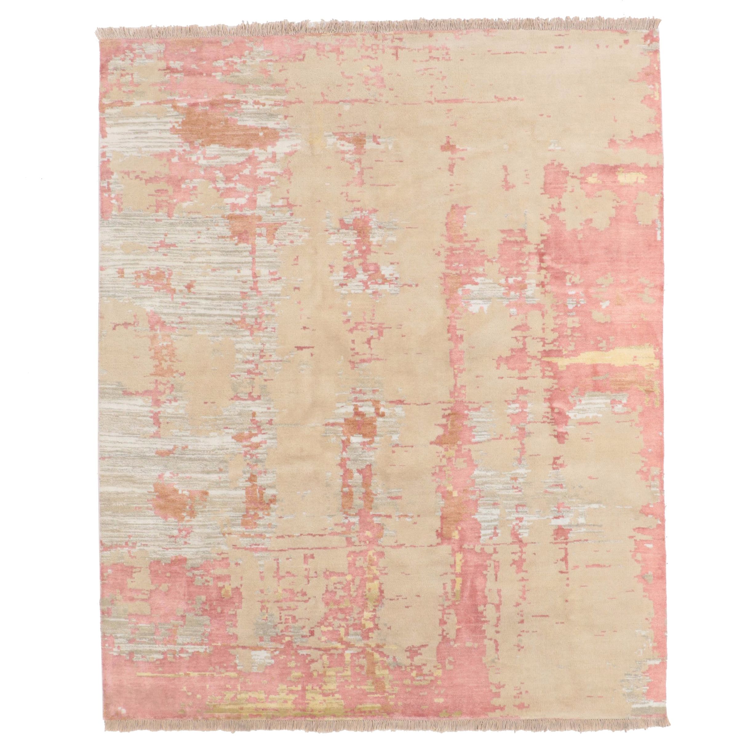 7'11 x 9'7 Hand-Knotted Indian Abstract Modern Area Rug